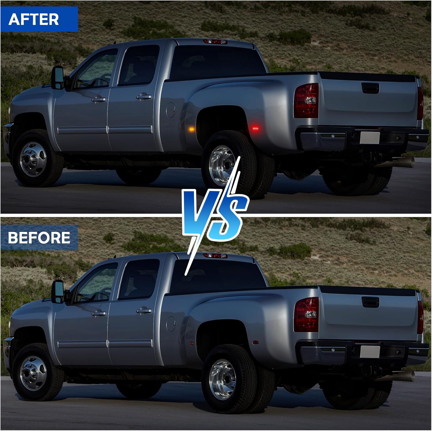AUYICH Luces LED de posición laterales compatibles con Silverado Sierra 2500HD 3500HD 1999-2014 de repuesto, luces indicadoras traseras rojas