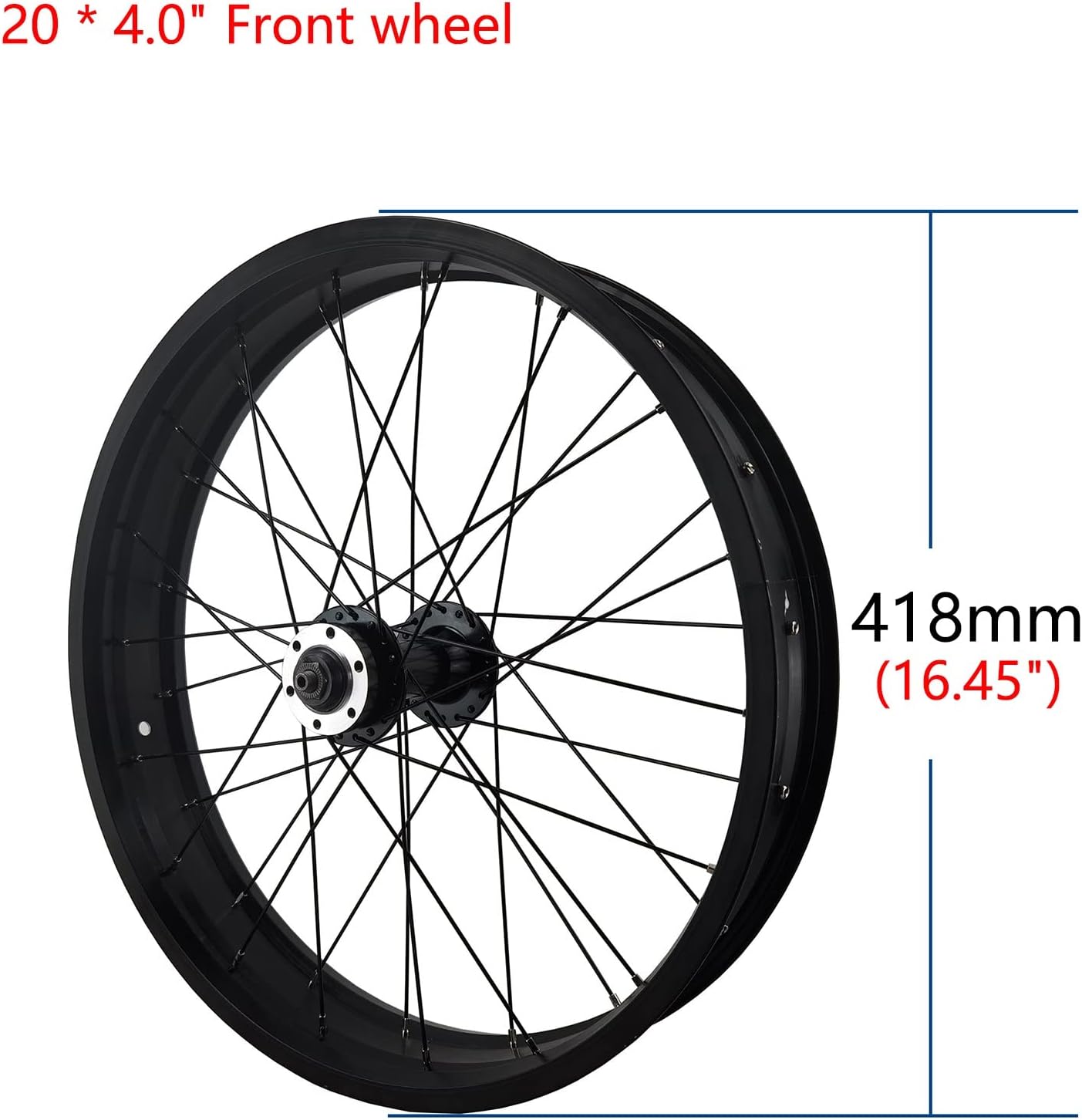 Rueda delantera de bicicleta de 20 x 4.0 pulgadas, ruedas de bicicleta de nieve, freno de disco de aleación para rueda de bicicleta de playa de 20 x
