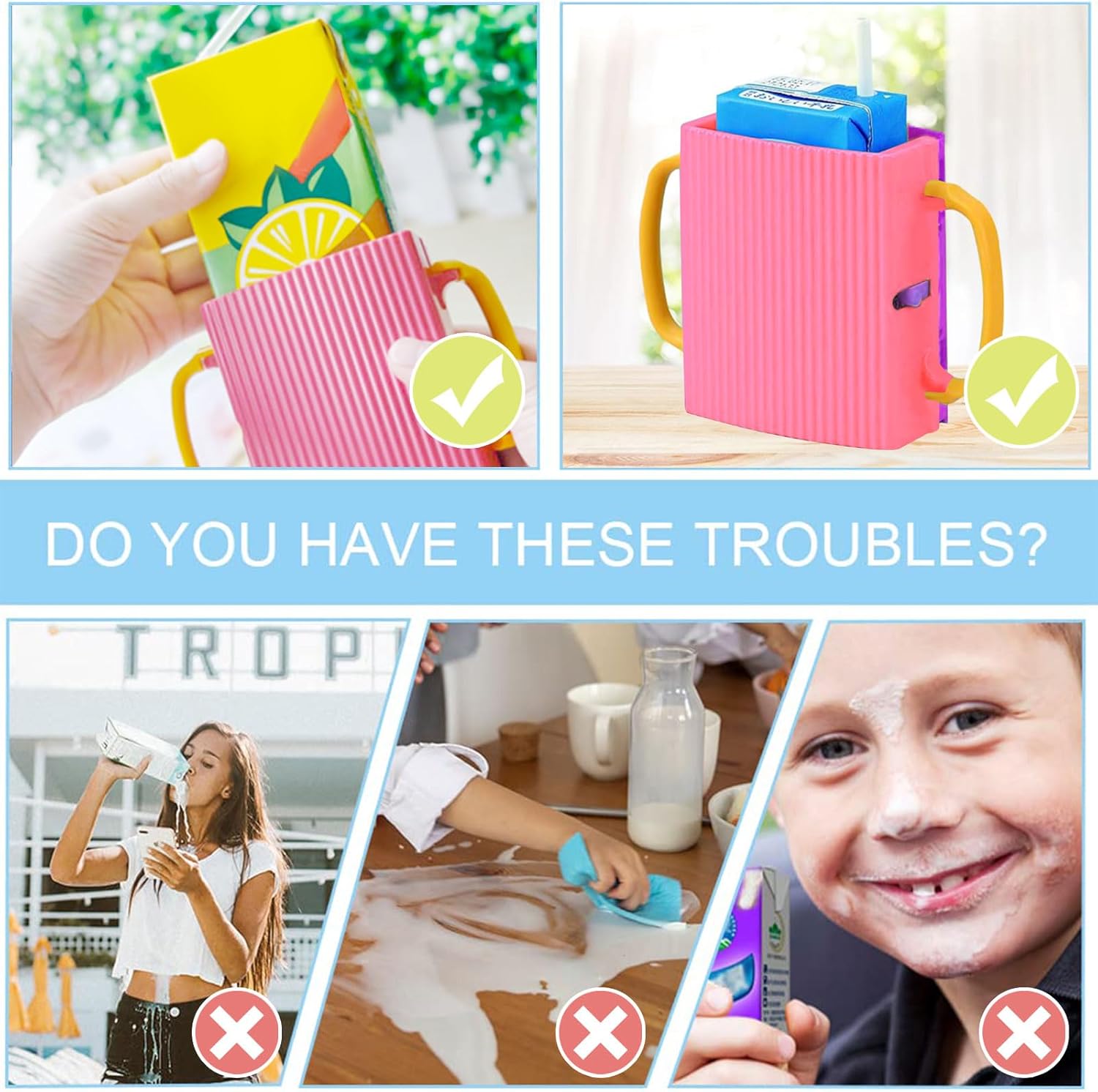 Caja de jugo para niños, soporte para caja de leche, soporte para bolsa de jugo para niños pequeños, bolsa plegable ajustable para alimentos y