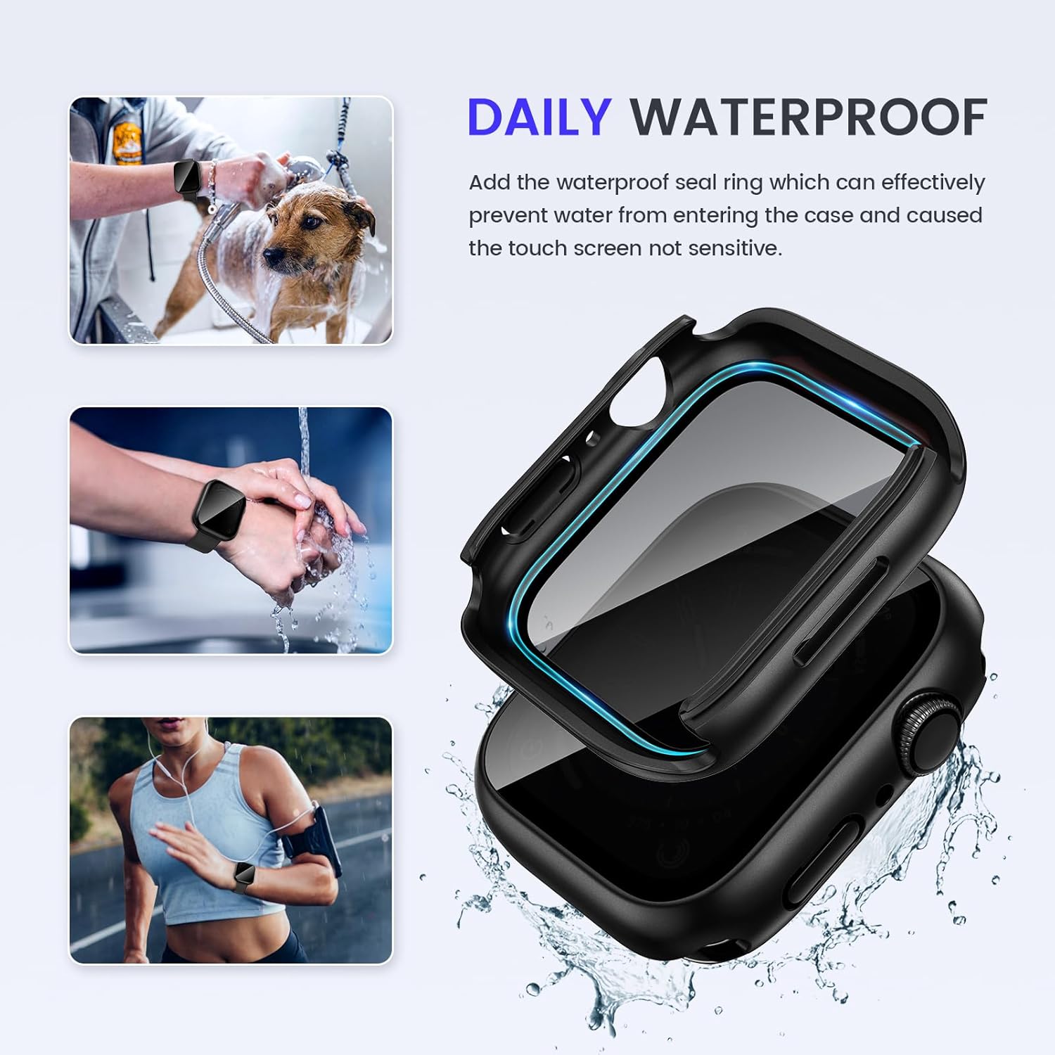 Goton Funda impermeable de privacidad compatible con Apple Watch protector de pantalla de 1.811 in, 1.654 in, 1.772 in, 1.732 in, 1.614 in, 1.575