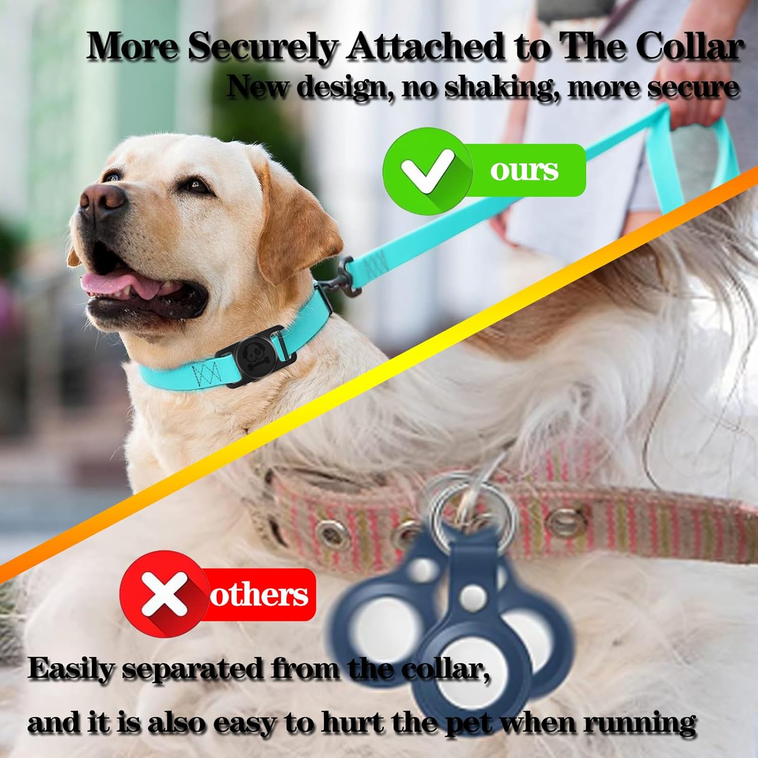 Paquete de 2 soportes impermeables para collar de perro AirTag compatibles con Apple AirTag, soporte de silicona oculto para Airtag Tracker,