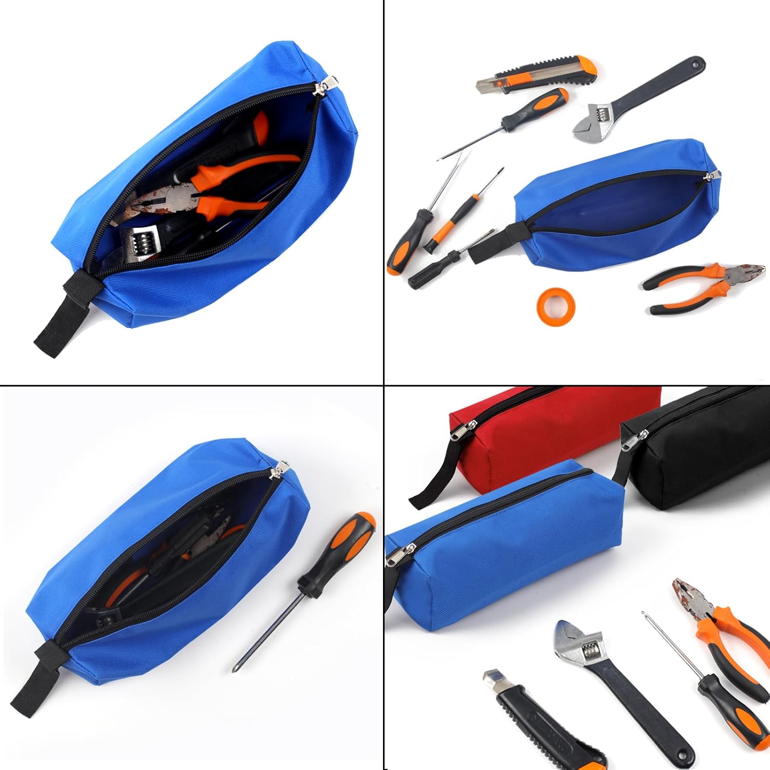Paquete de 4 bolsas pequeñas de lona para herramientas con cremallera, bolsas de herramientas multiusos con cremallera, bolsas de herramientas