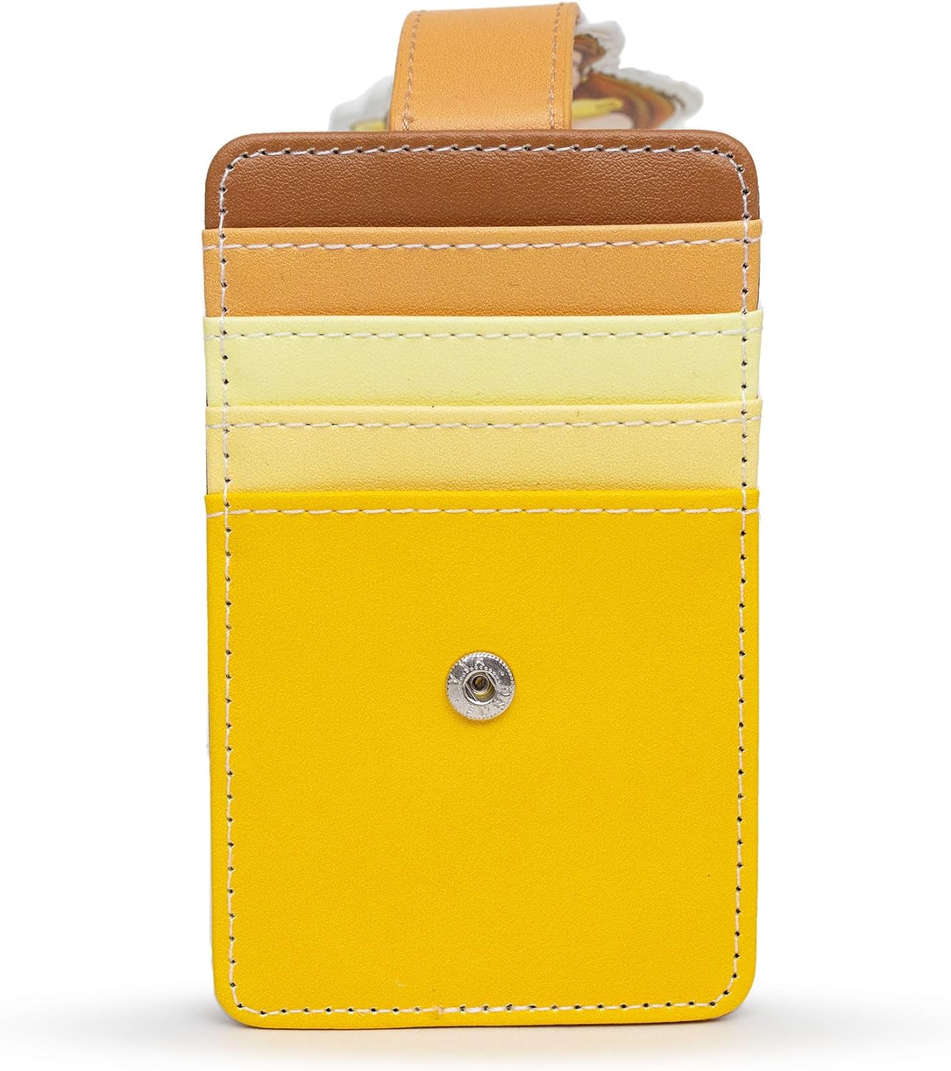 Cartera de Disney, cartera de personajes, tarjetero de identificación, Bella y la Bestia Belle Pose Yellows, piel vegana, Amarillo, Casual
