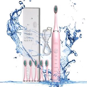 Cepillo de dientes eléctrico con 6 cabezales de cepillo, múltiples modos de limpieza, Ipx7, temporizador inteligente de 20 velocidades, adecuado Cepillo de dientes eléctrico con 6 cabezales de cepillo, múltiples modos de limpieza, Ipx7, temporizador inteligente de 20 velocidades, adecuado