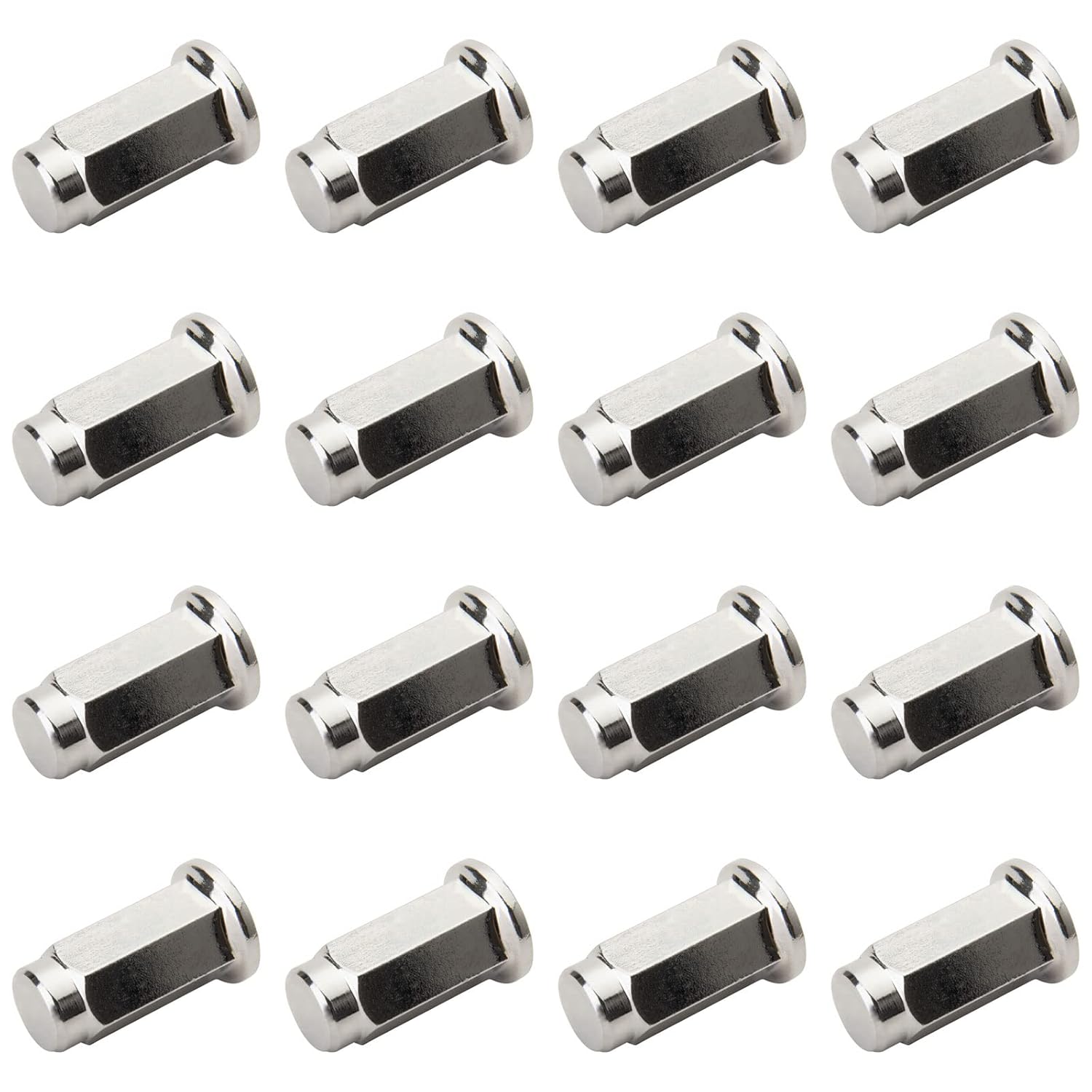 (16 Pack) ITP Flat Base Chrome Lug Nut 10mm x 1.25mm Thread Pitch w14mm Head for Arctic CAT Prowler 1000 XTZ H2 EFI 2009