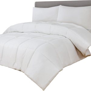 Edredón blanco 100% microfibra cepillada suave acolchado para todas las estaciones, relleno de edredón reversible con pestañas en las esquinas, Edredón blanco 100% microfibra cepillada suave acolchado para todas las estaciones, relleno de edredón reversible con pestañas en las esquinas,