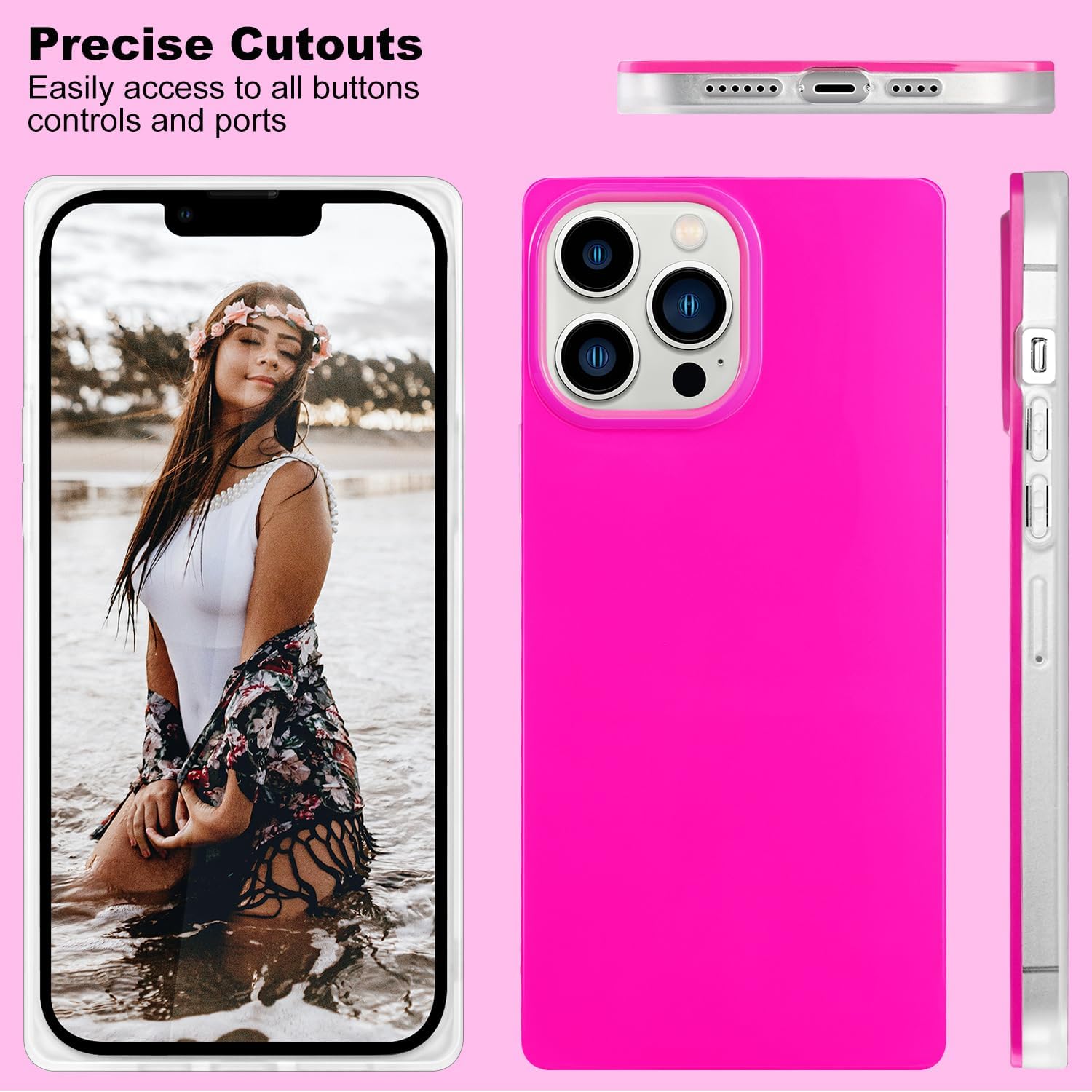 Pevezeda Neon Series – Funda diseñada para iPhone 15 Pro Max de 6.7 pulgadas, bonito diseño retro brillante, a prueba de golpes, para mujeres y
