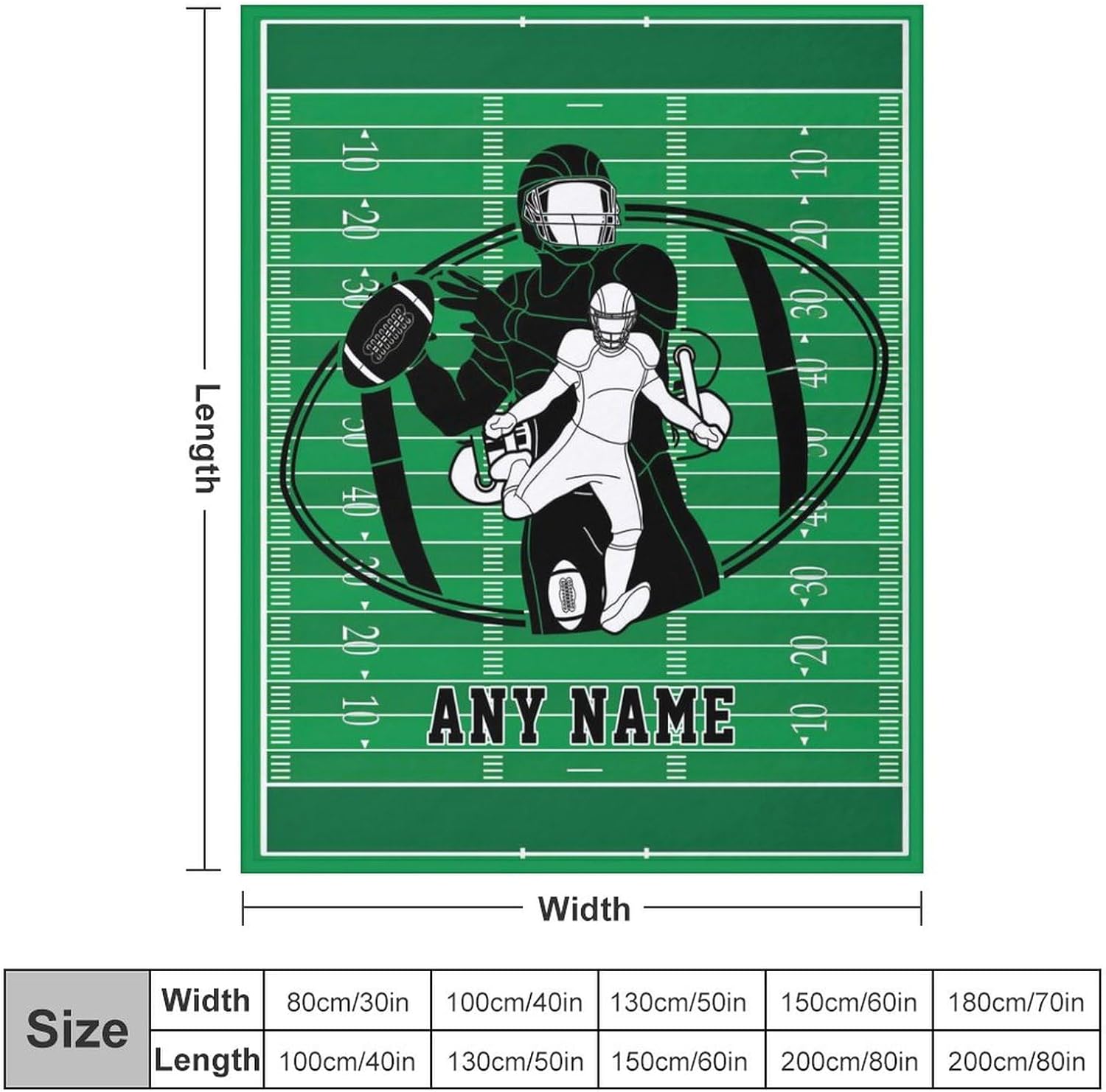 Oplamigy Manta de fútbol personalizada para niños y adultos, manta personalizada con nombre para niños y niñas, manta personalizada con nombre, 60 x