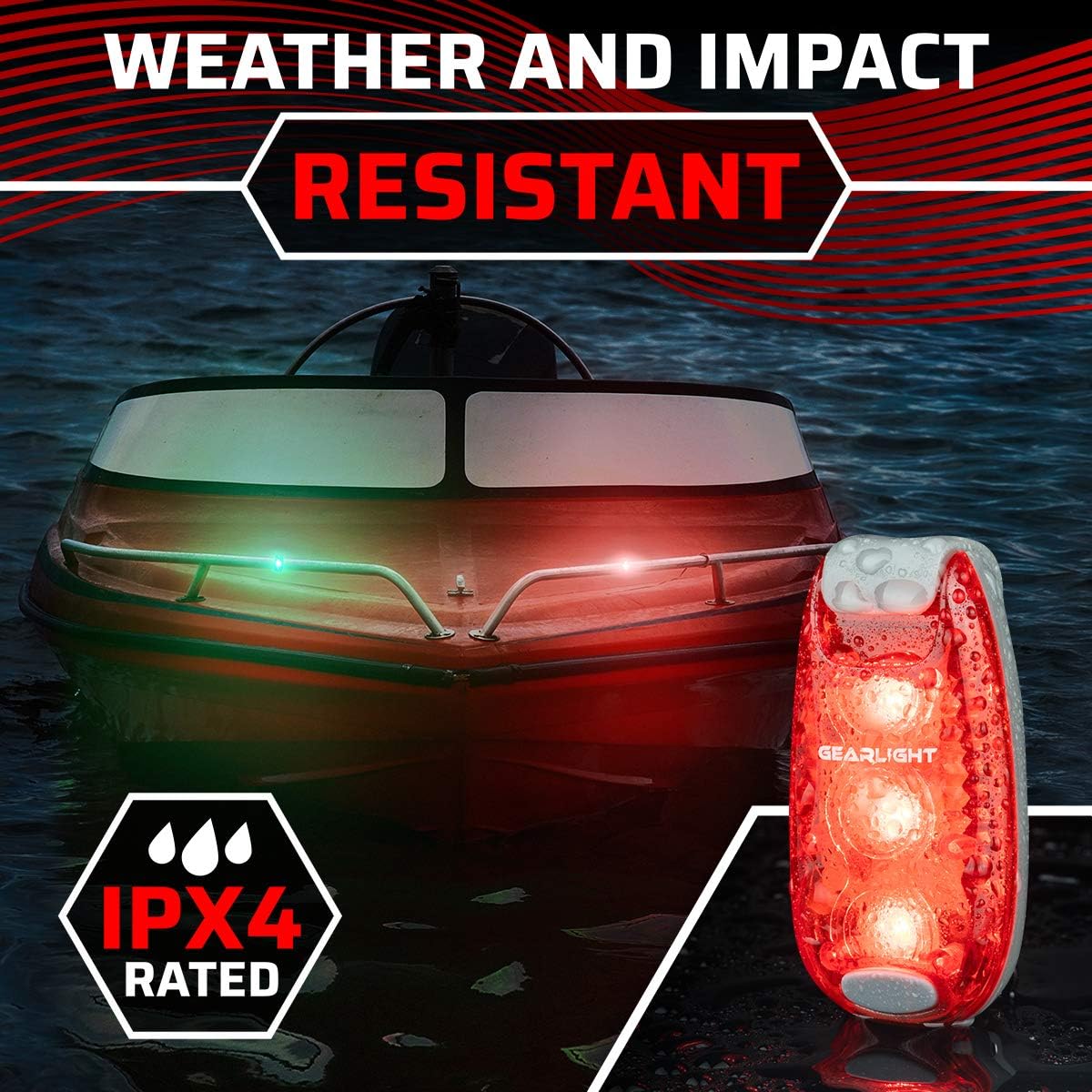 GearLight Luces LED de seguridad S1 (paquete de 4) para barco, kayak, bicicleta, collar de perro, cochecito, corredores y correr nocturno, con clip,