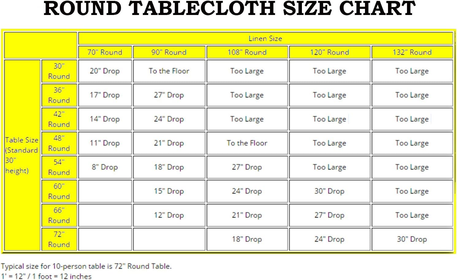 tableclothsfactory 120″ Ronda de Marfil poliéster mantel