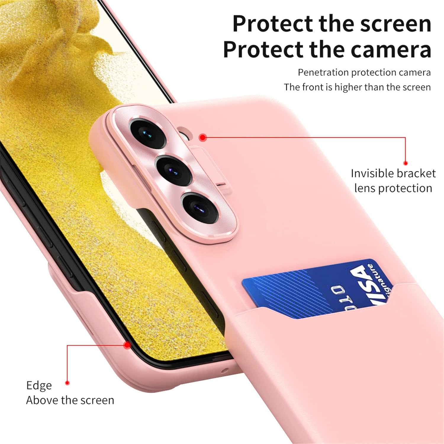 Ysnzaq Funda para Samsung Galaxy S22 con tarjetero, ultrafina, soporte invisible, protección de lentes, funda para Samsung Galaxy S22 de 6.1″, color