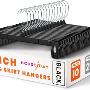 HOUSE DAY Perchas para pantalones y faldas Paquete de 10 perchas para pantalones con clips grandes antideslizantes Perchas de armario para HOUSE DAY Perchas para pantalones y faldas Paquete de 10 perchas para pantalones con clips grandes antideslizantes Perchas de armario para