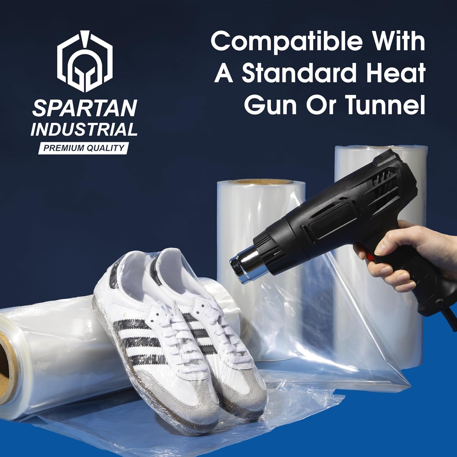 Spartan Industrial – Rollo de envoltura termorretráctil de poliolefina de 14 pulgadas x 550 pies – Película termorretráctil de calibre 80 para