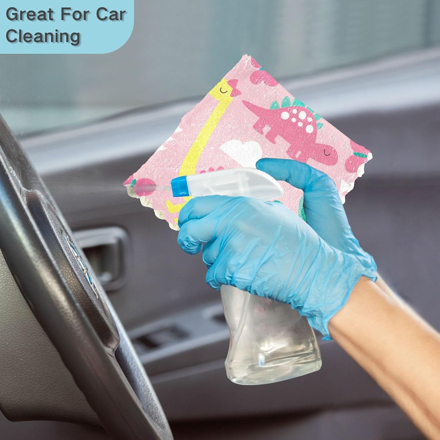 FRODOTGV Pink Dinosaur Kawaii Quality Decor Towels for Drying Dishes Fast Drying Set of 6 Microfiber Drying Towel Kitchen for Bathroom Oven