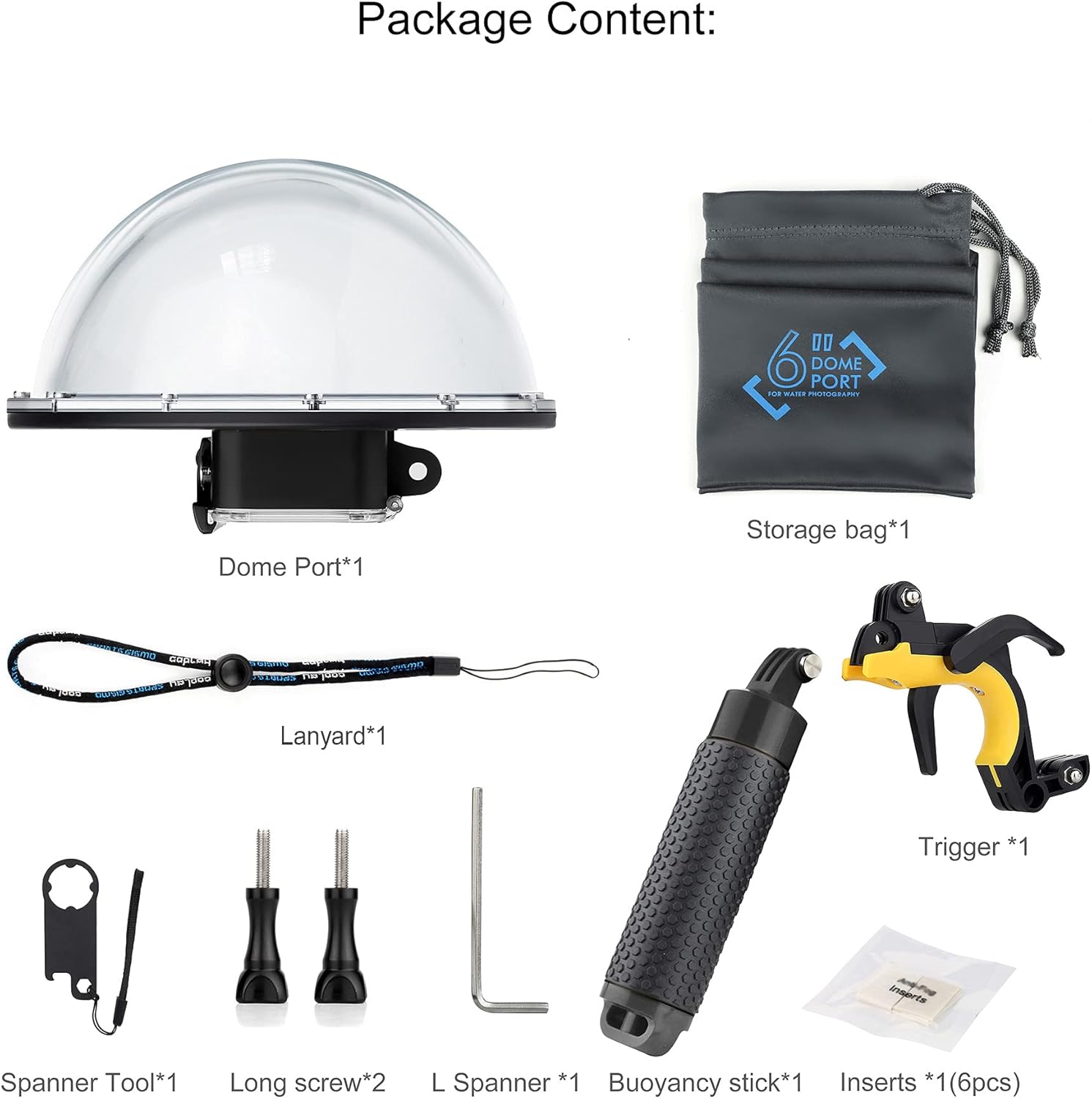 YALLSAME Cúpula para GoPro 8 Funda impermeable con ventana de pantalla frontal, agarre de mano flotante, gatillo de buceo subacuático, esnórquel,