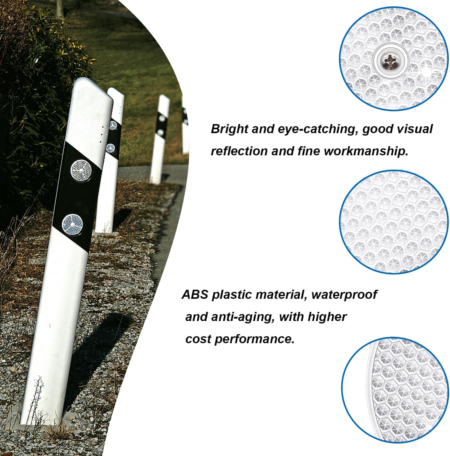 smseace 10 reflectores redondos rojosamarillosblancos con 10 tornillos de acero inoxidable utilizados para buzones, entradas, túneles, postes,