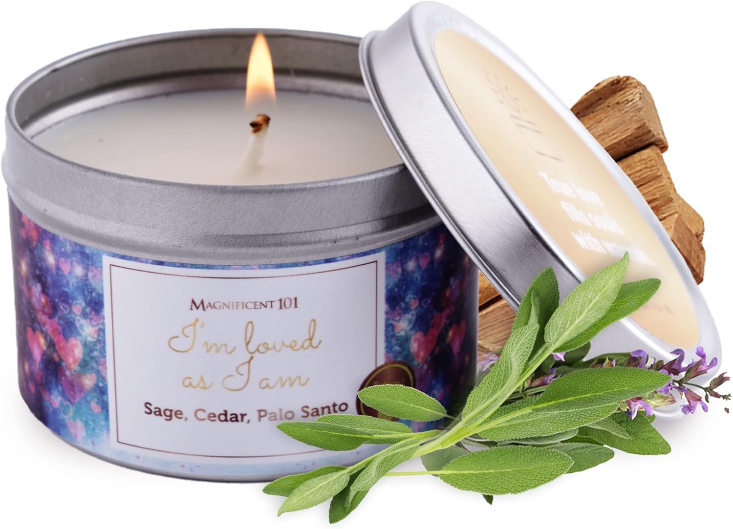 MAGNIFICENT 101 Affirmations – Vela de salvia, cedro, palo, espolvorear hojas de salvia para limpieza energética de la casa, elimina la energía