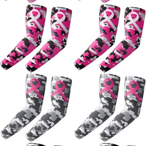 8 pares de mangas de concientización sobre el cáncer de mama, manga de compresión de béisbol rosa, manga de compresión para mujeres y niñas 8 pares de mangas de concientización sobre el cáncer de mama, manga de compresión de béisbol rosa, manga de compresión para mujeres y niñas