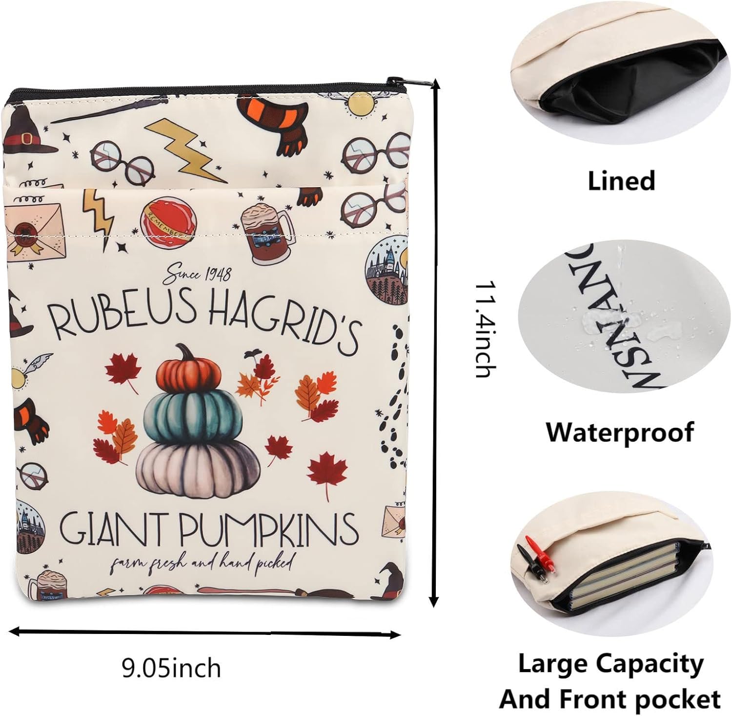 BLUPARK HP Inspired Book Sleeve HP Potter Regalos Amantes de los libros Fundas de libro para libros de tapa blanda Potter Merch Regalo, Blanco