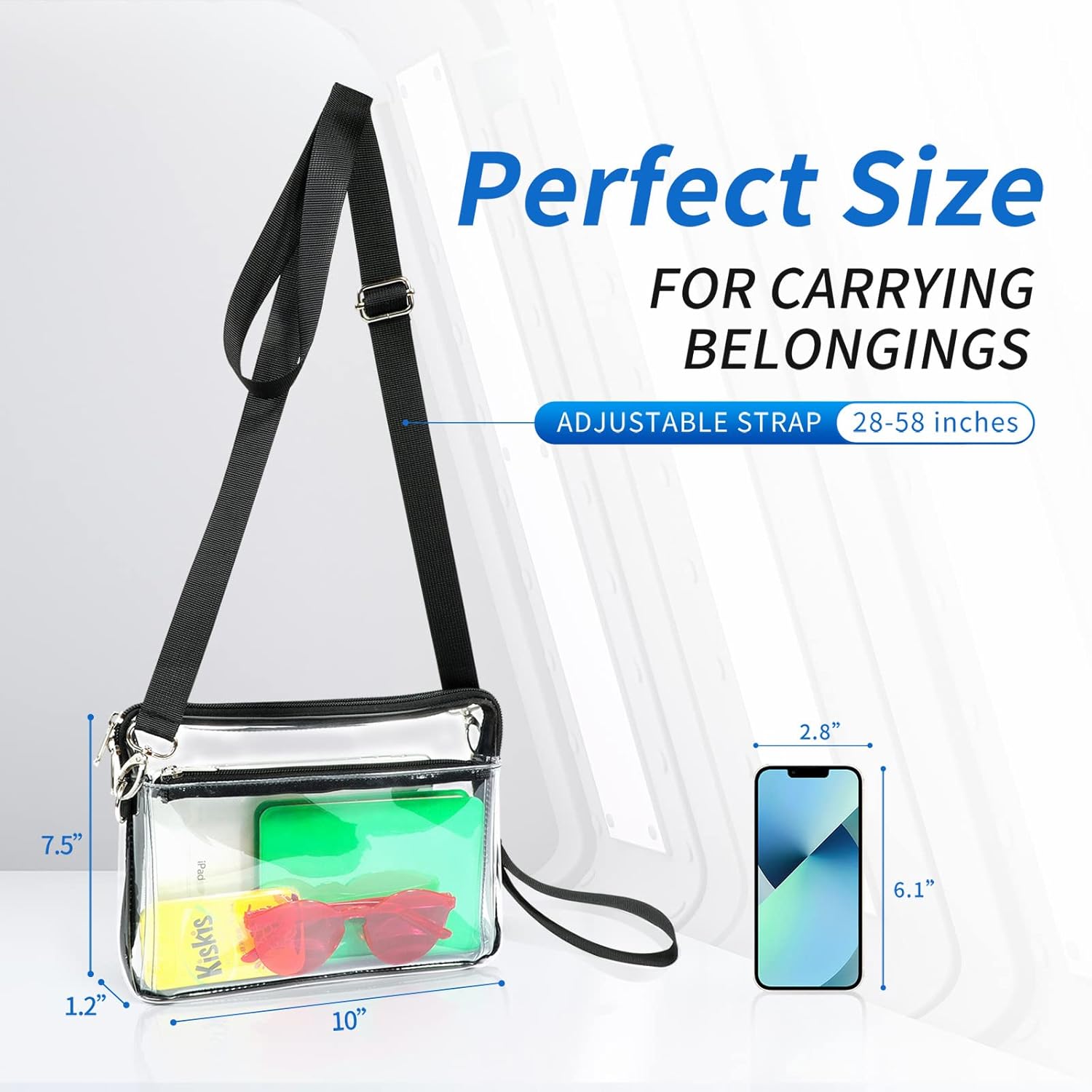 Mildbeer Bolso transparente aprobado por estadios de 10 x 8 pulgadas, bolsas transparentes medianas para conciertos, festivales y eventos en estadios