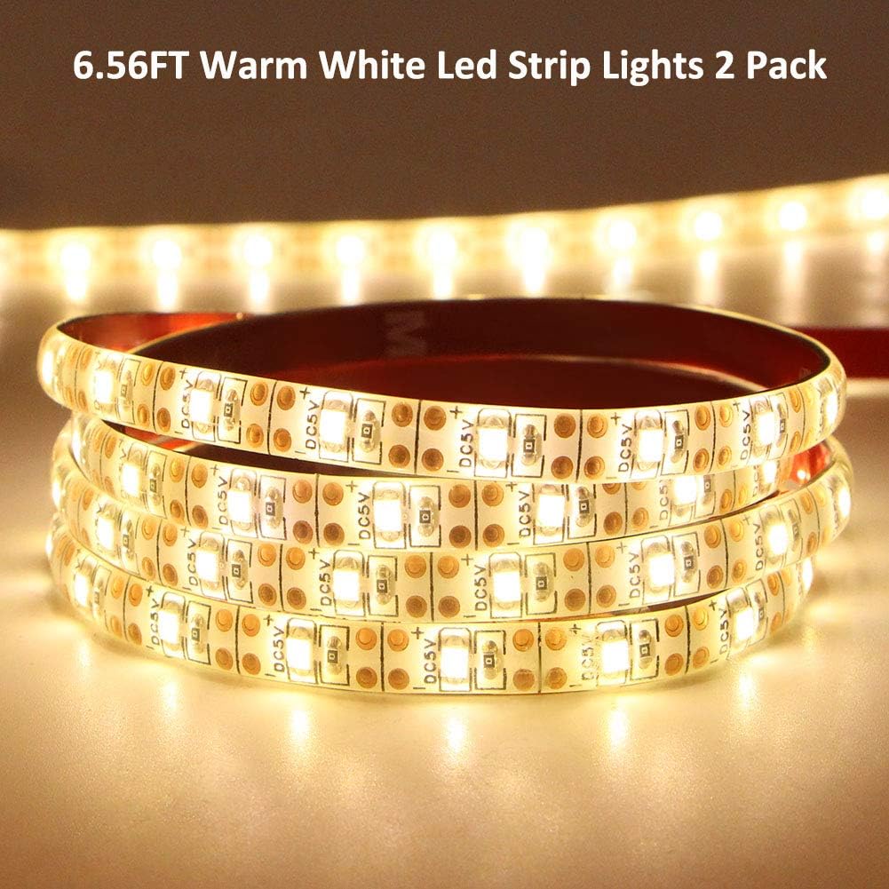 Dmeixs Tira de luces LED que funcionan con pilas, funciona con pilas, color blanco cálido, 3000 K, impermeable, 6.56 pies, luces LED flexibles para