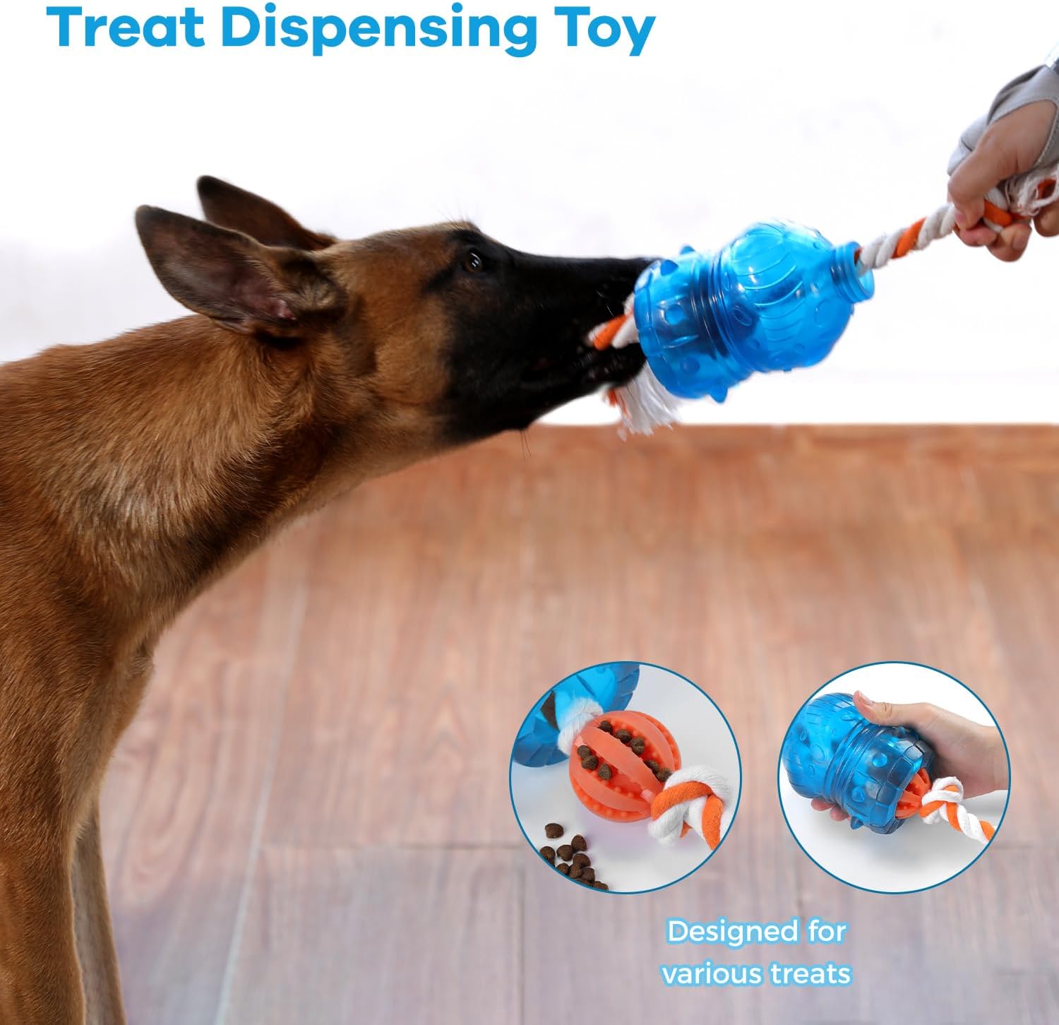 Tikaton Juguetes interactivos dispensadores de golosinas para perros, rompecabezas duradero para cachorros, cuerda de nudo, juguete para razas
