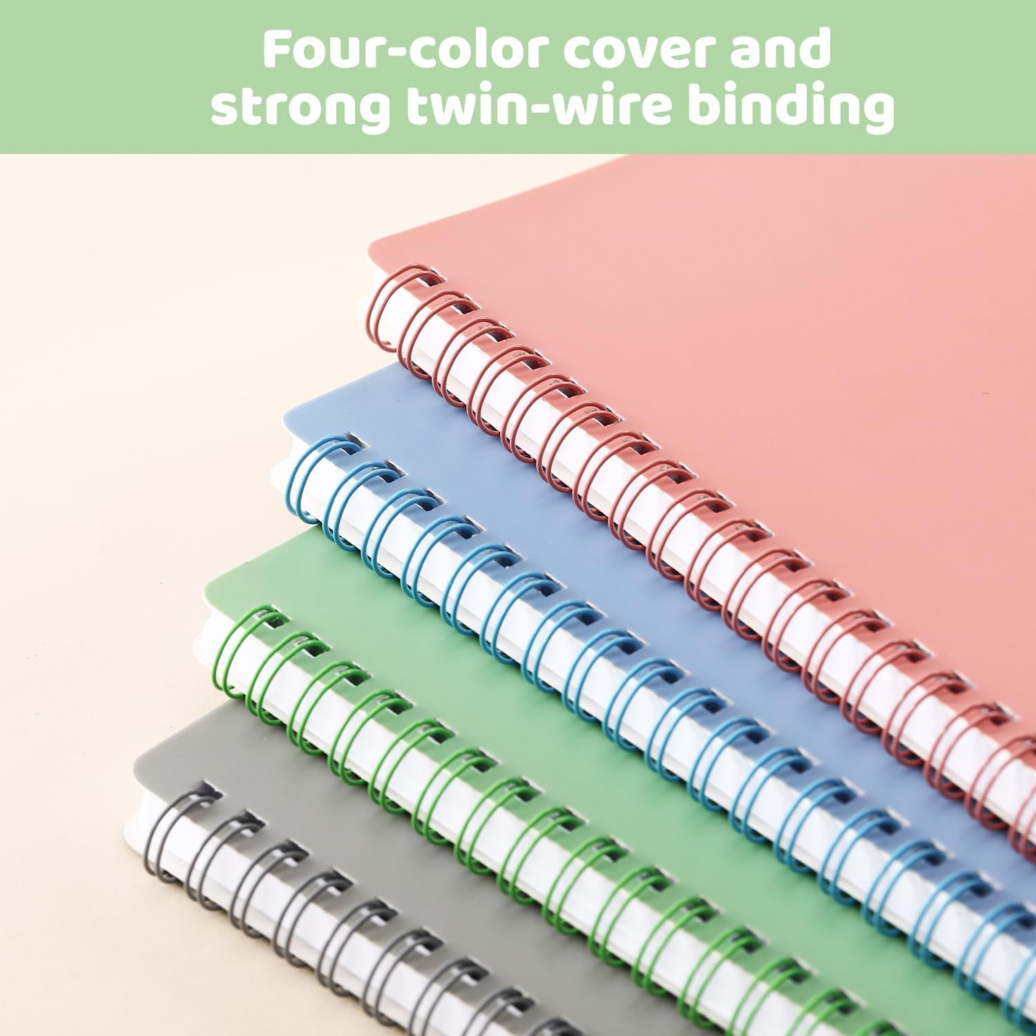 Cuaderno de espiral, paquete de 4 cuadernos de 5.6 x 8.25 pulgadas, 80 hojas160 páginas por cuaderno, diario en espiral con encuadernación de doble