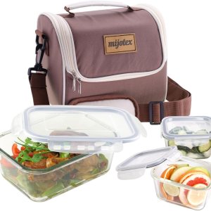 Mijotex – Juego de 7 piezas de almacenamiento de alimentos de vidrio sin BPA con bolsa de almuerzo, preparación de comidas, 3 recipientes de vidrio Mijotex – Juego de 7 piezas de almacenamiento de alimentos de vidrio sin BPA con bolsa de almuerzo, preparación de comidas, 3 recipientes de vidrio