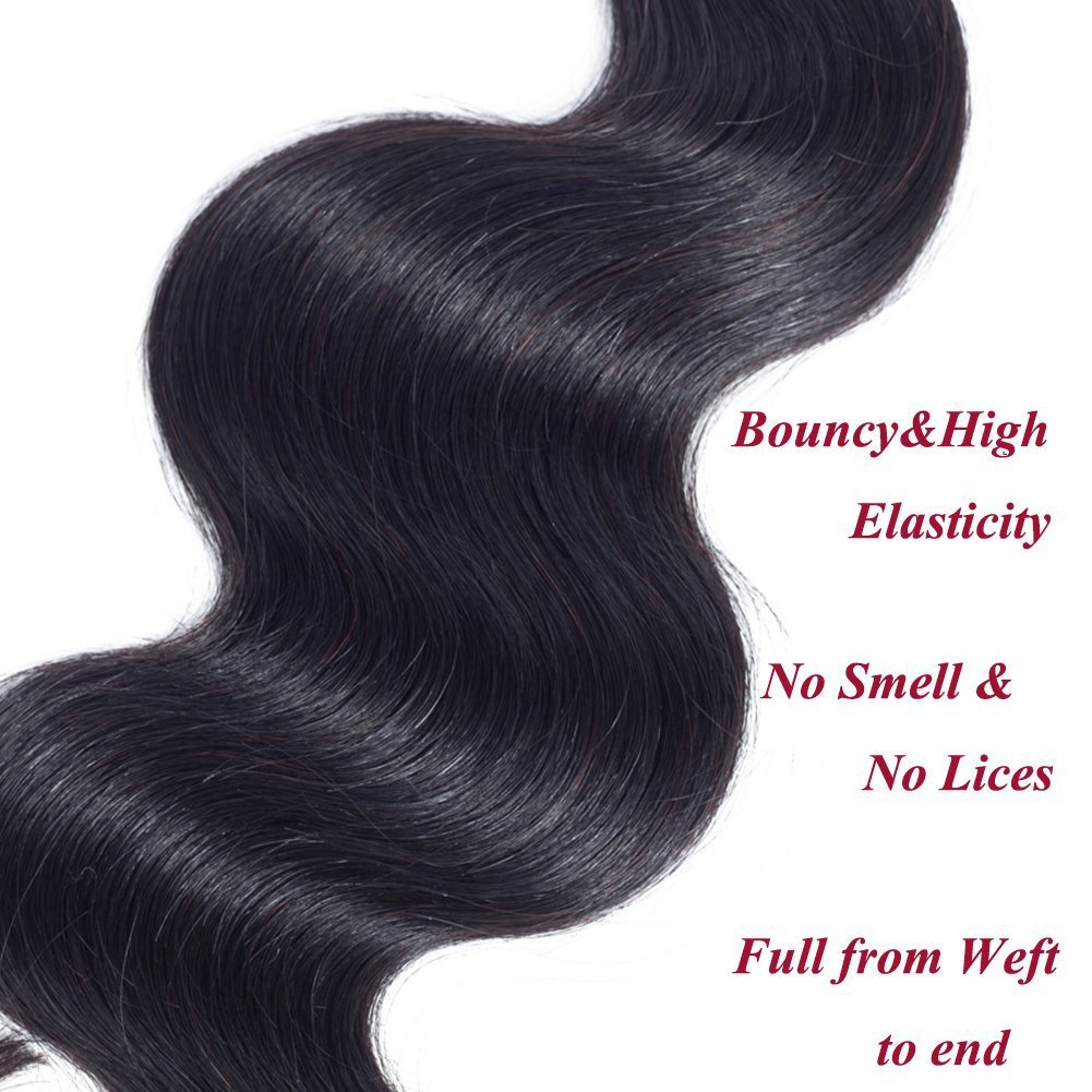 Amella Hair, Cabello humano brasileño virgen 100% sin procesar. 3 extensiones de Cabello brasileño ondulado (16 18 20, 10.05 onzas) Extensiones de