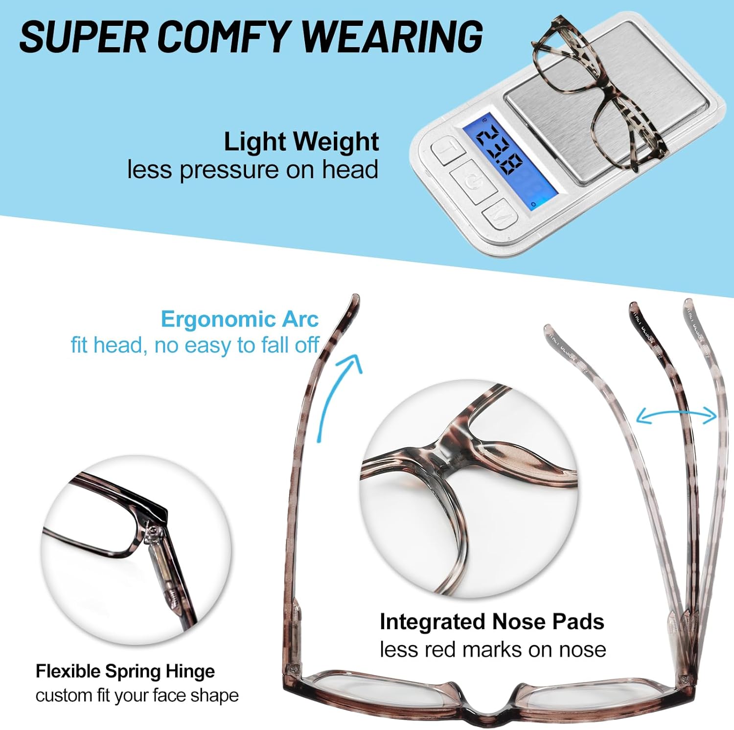 4 Pack Reading Glasses with Spring Hinges, Rectangle Readers for Women Men 1.0 1.25 1.5 1.75 2.0 to 4.0