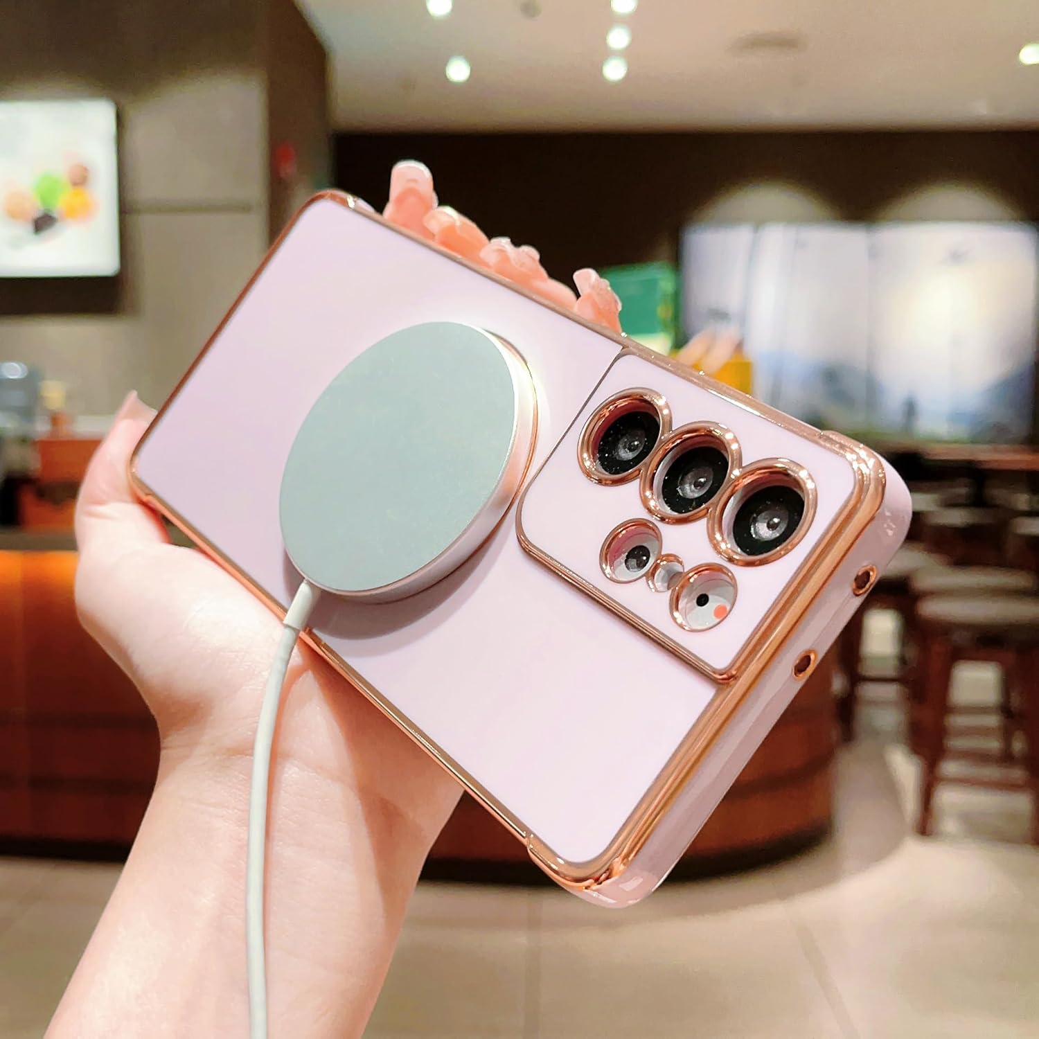 XAYAH Funda ultra magnética para teléfono Samsung Galaxy S21 compatible con MagSafe, bonita funda de flor de rosa para mujer, cubierta de silicona