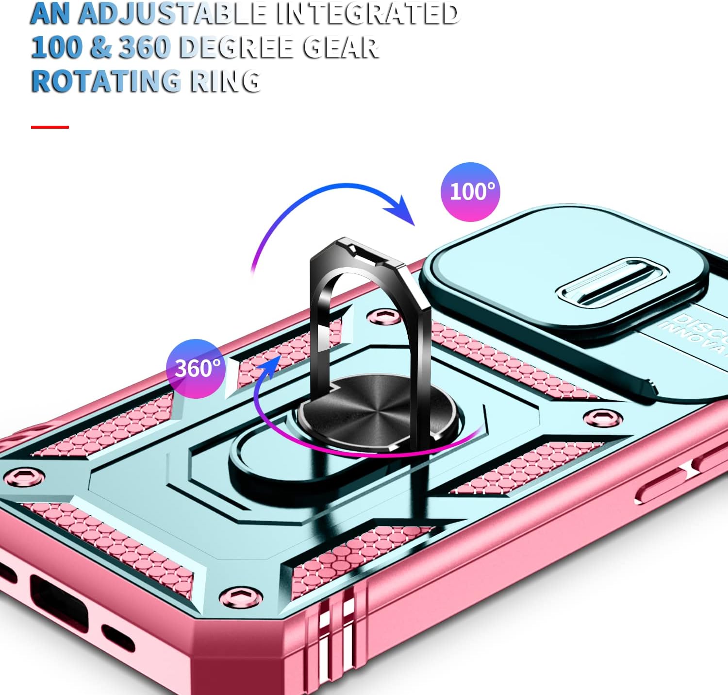 PASNEW Funda para iPhone 14 Pro Max, protección militar, soporte de 360 y cubierta deslizante para lente de cámara, carcasa rígida multicapa