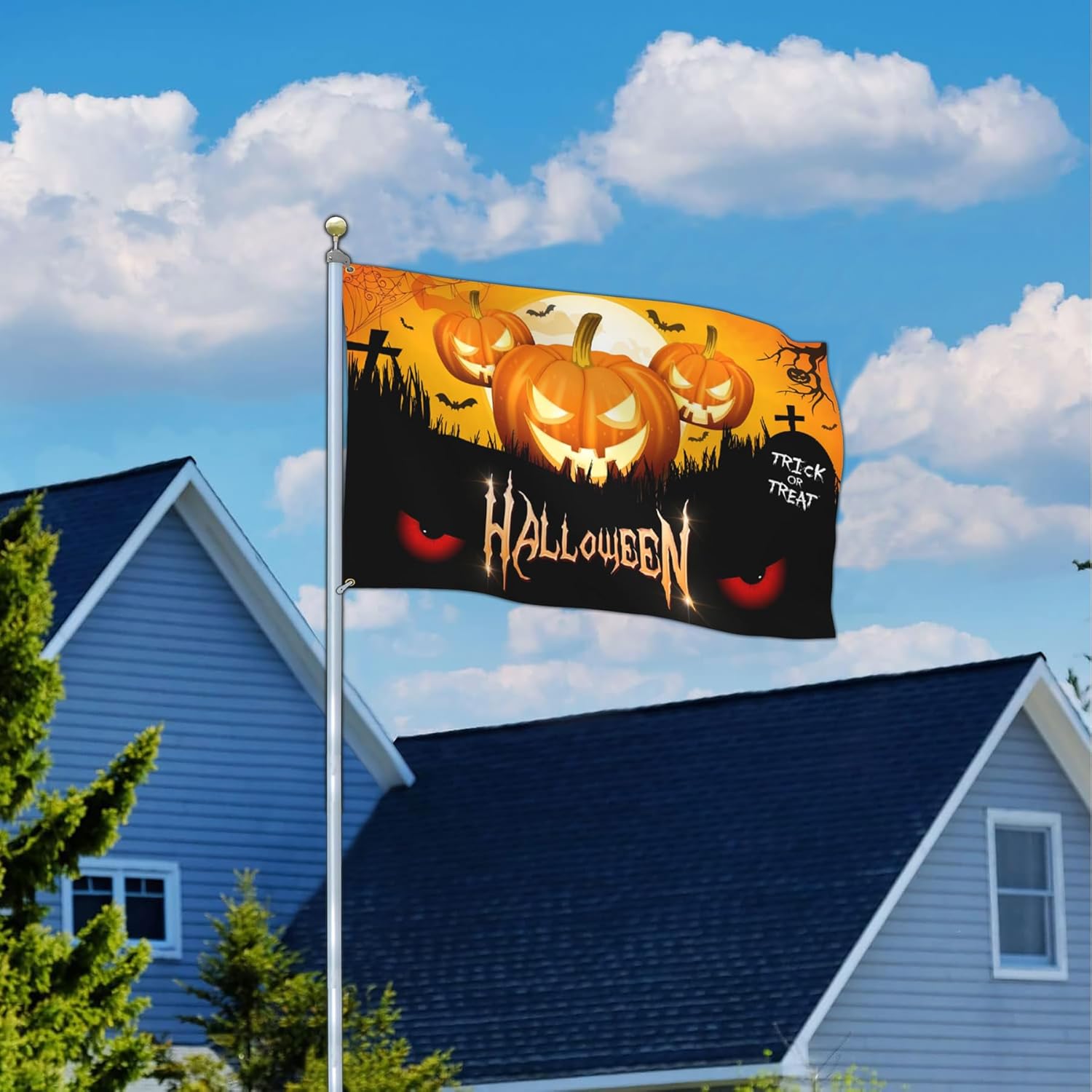 Bandera de Halloween de 3 x 5 para exteriores, bandera de calabaza de Halloween de doble cara para interiores y exteriores, decoración de Halloween,