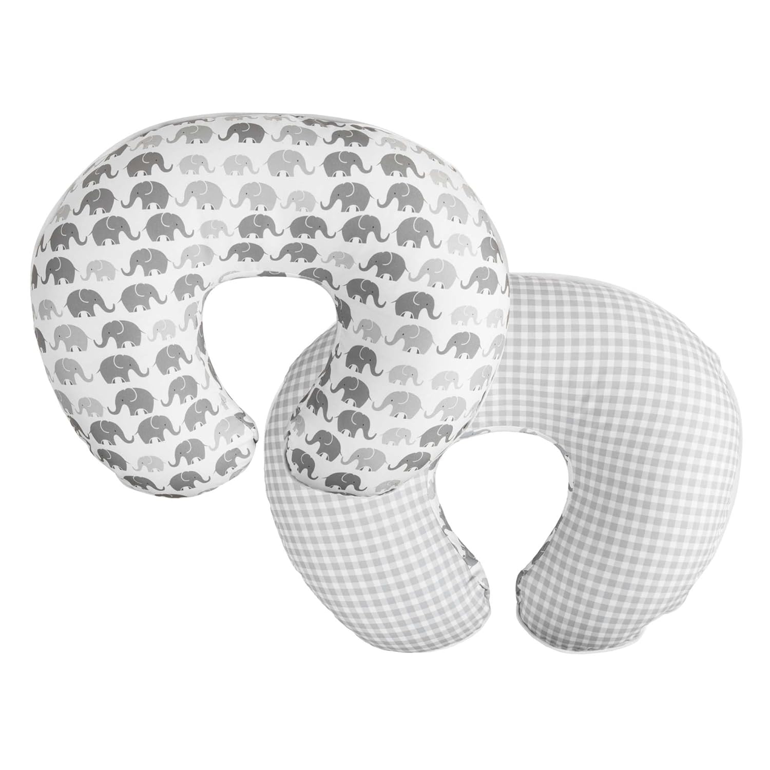 Boppy Almohada de lactancia con soporte original, hojas grises de color gris topo, esenciales ergonómicos de enfermería y funda de almohada de
