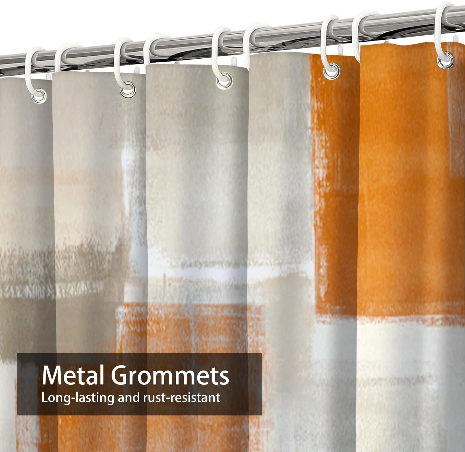 GALMAXS7 Cortina de ducha gris naranja, cortina de ducha de arte abstracto para baño con 12 ganchos, diseño decorativo, impermeable, decoración de
