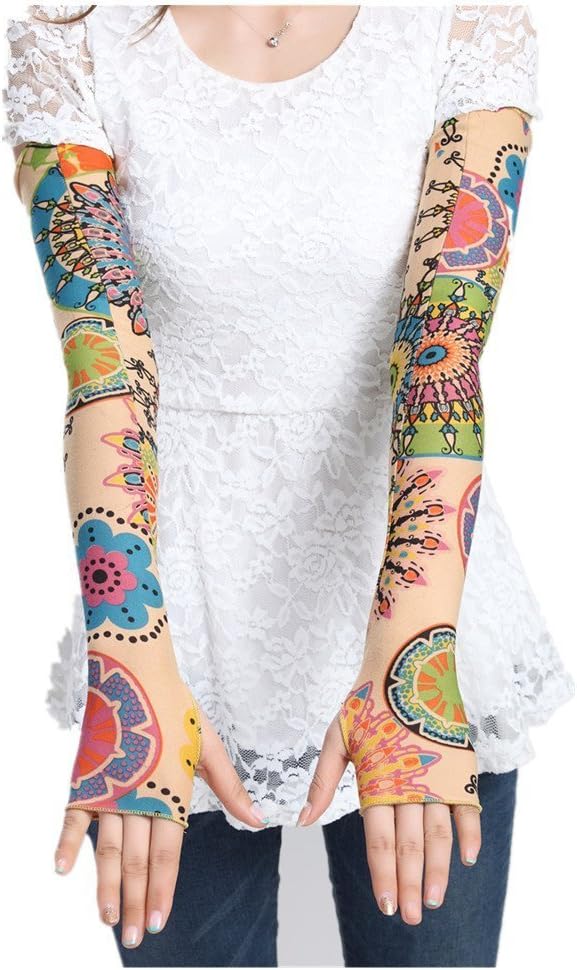 Mangas de brazo de enfriamiento con estampado de vaca, protección UV, manos, manga larga, guante