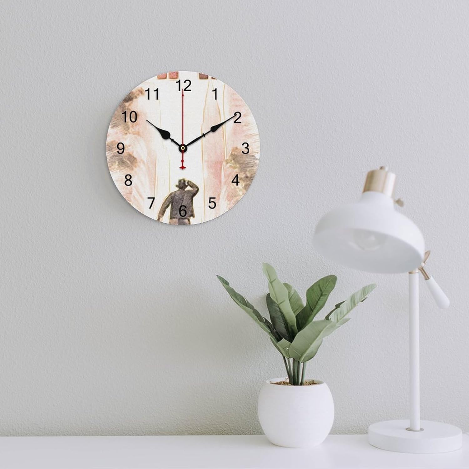 Indiana-Jones 5 bocetos y dibujos a lápiz de colores ERICC reloj de pared silencioso funciona con pilas, moderno reloj de pared redondo de estilo
