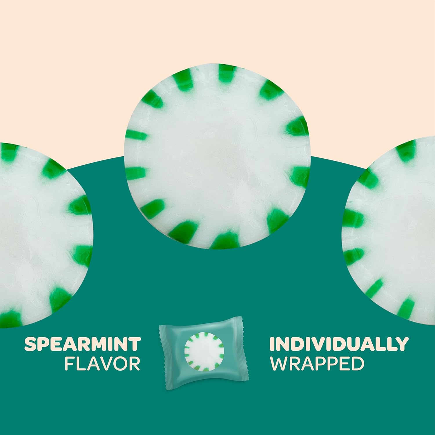 Funtasty Mentas Starlight sin azúcar, caramelo duro de menta verde, envueltas individualmente, paquete de 1 libra