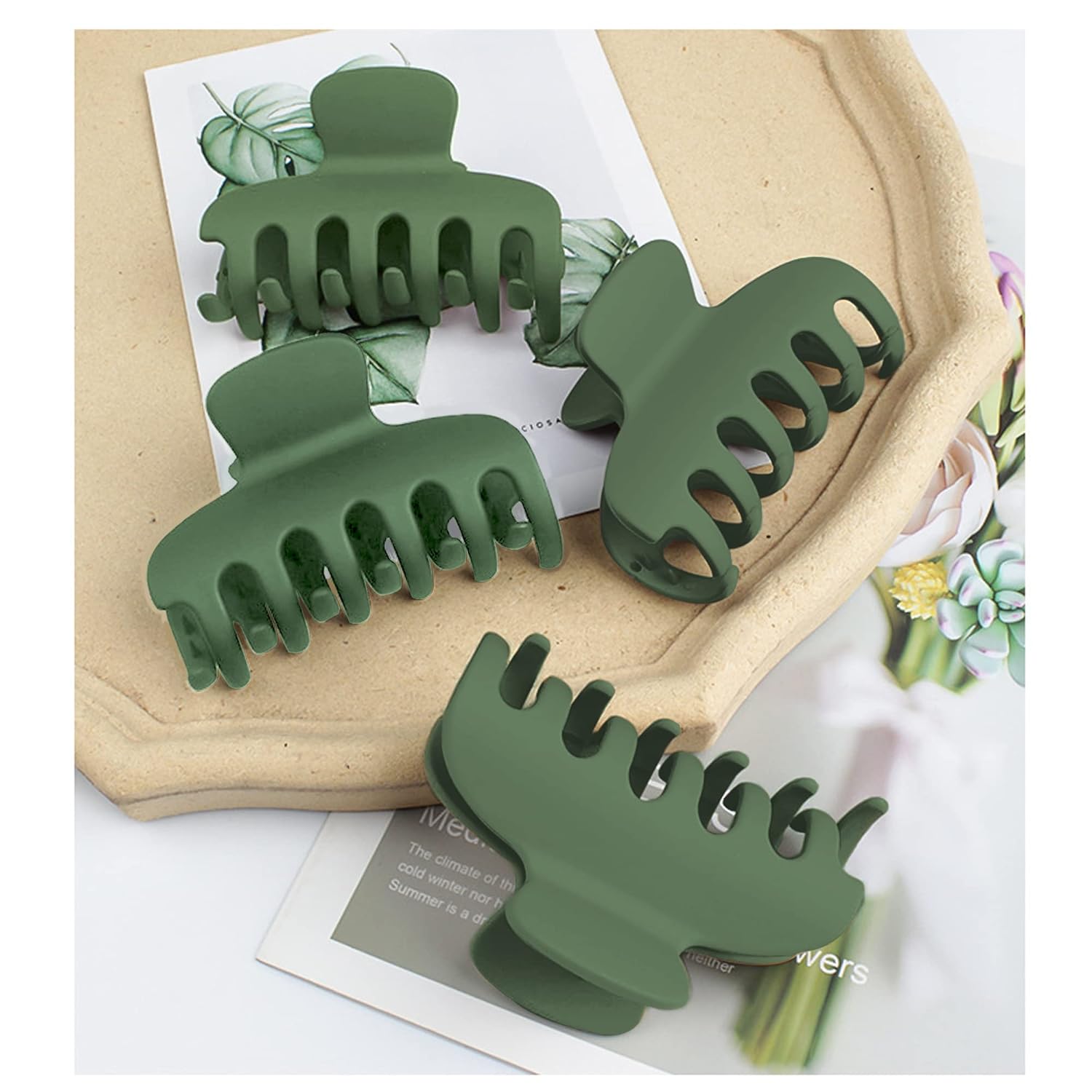 Vsiopy Pinzas de pelo medianas y grandes para mujer, clip de garra grande para cabello rizado grueso, paquete de 4 pinzas de agarre fuerte, pinzas