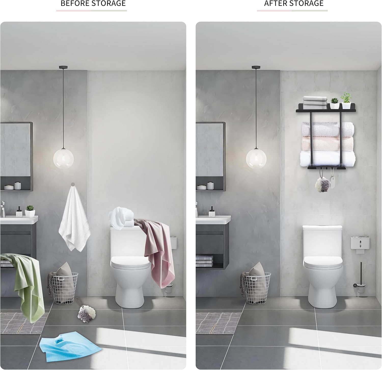 Toalleros retráctiles para baño, toallero montado en la pared de doble propósito, adhesivo y perforación, almacenamiento de toallas de baño de