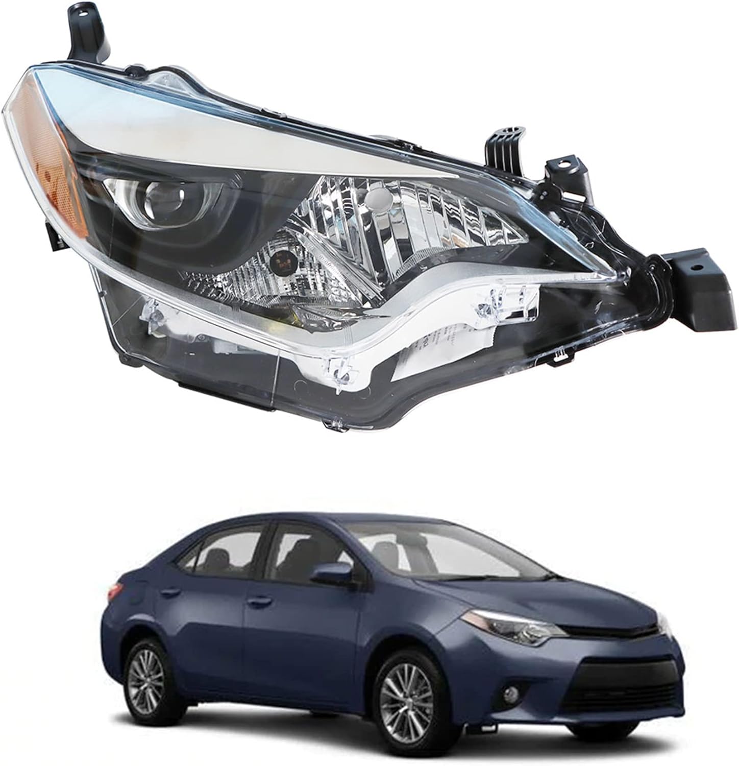 labwork Repuesto de faro delantero delantero para Toyota Corolla 2014 2015 2016 4 puertas Sedan proyector lado derecho (lado del pasajero)