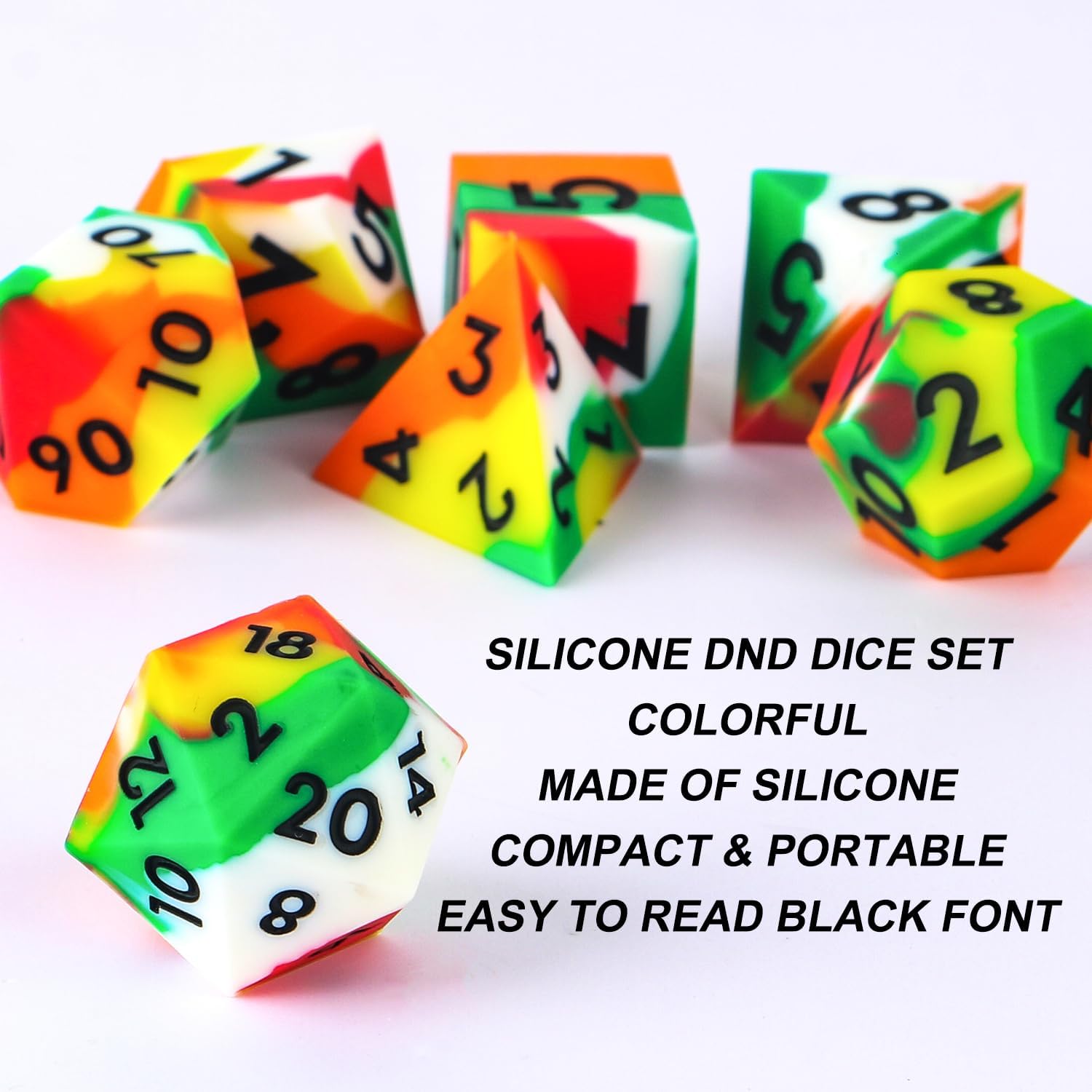 DND Juego de dados de borde afilado, 7 piezas de dados poliédricos DND con exquisito embalaje de caja de hoja, ideal para juegos de rol y juegos de