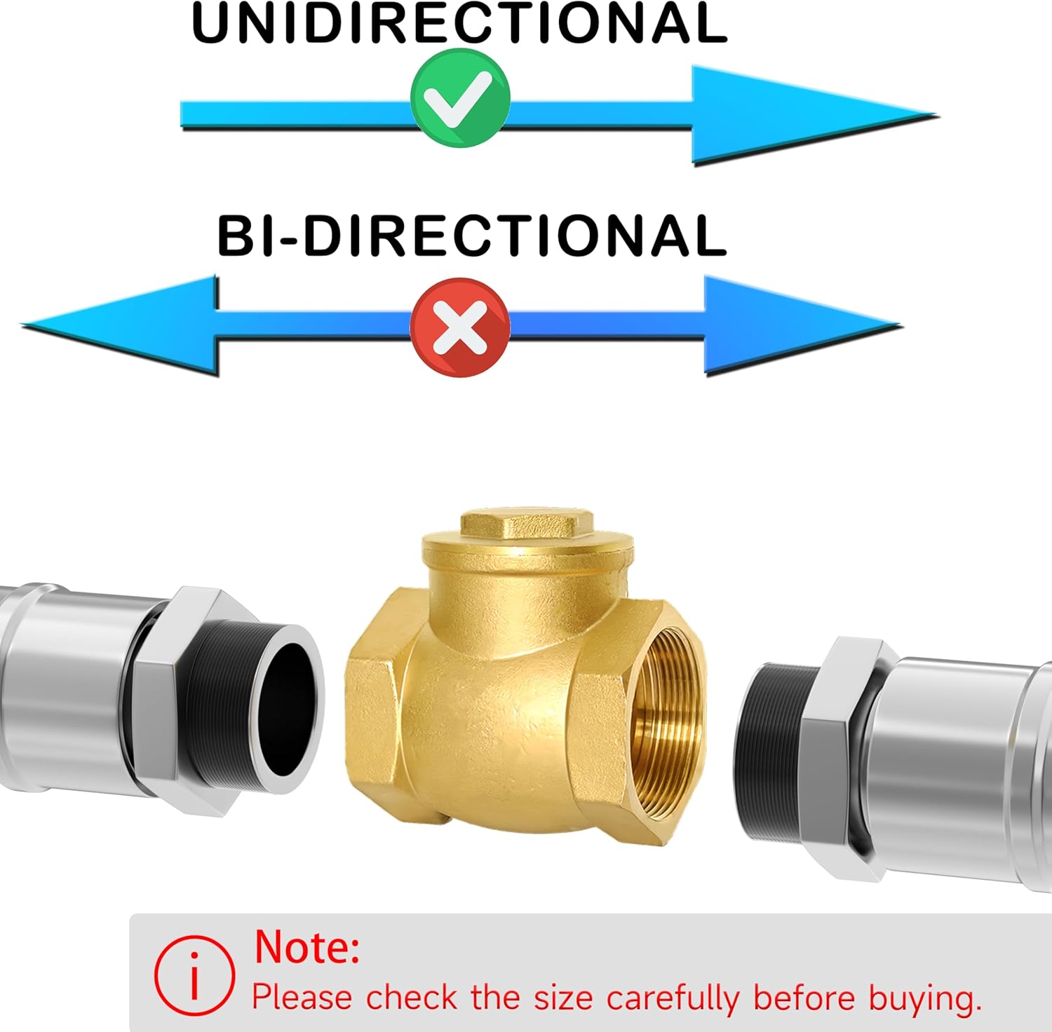 Válvula de retención horizontal NPT de 1-14 pulgadas, válvula de retención giratoria de latón sin retorno para evitar el reflujo de agua, válvula de