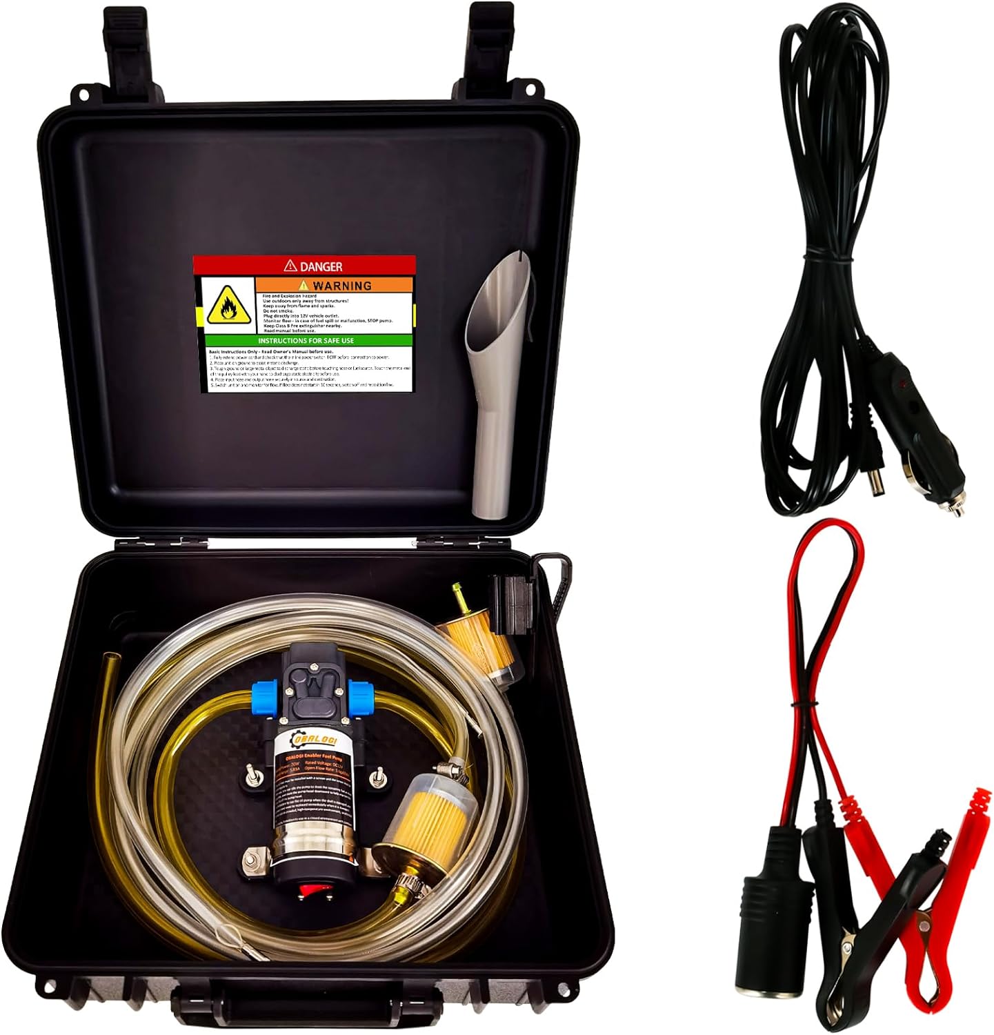 Kit de bomba de transferencia de combustible de 12 V 70 W, con tubo de combustible de alta elasticidad y 2 cables de alimentación, mueve hasta 85