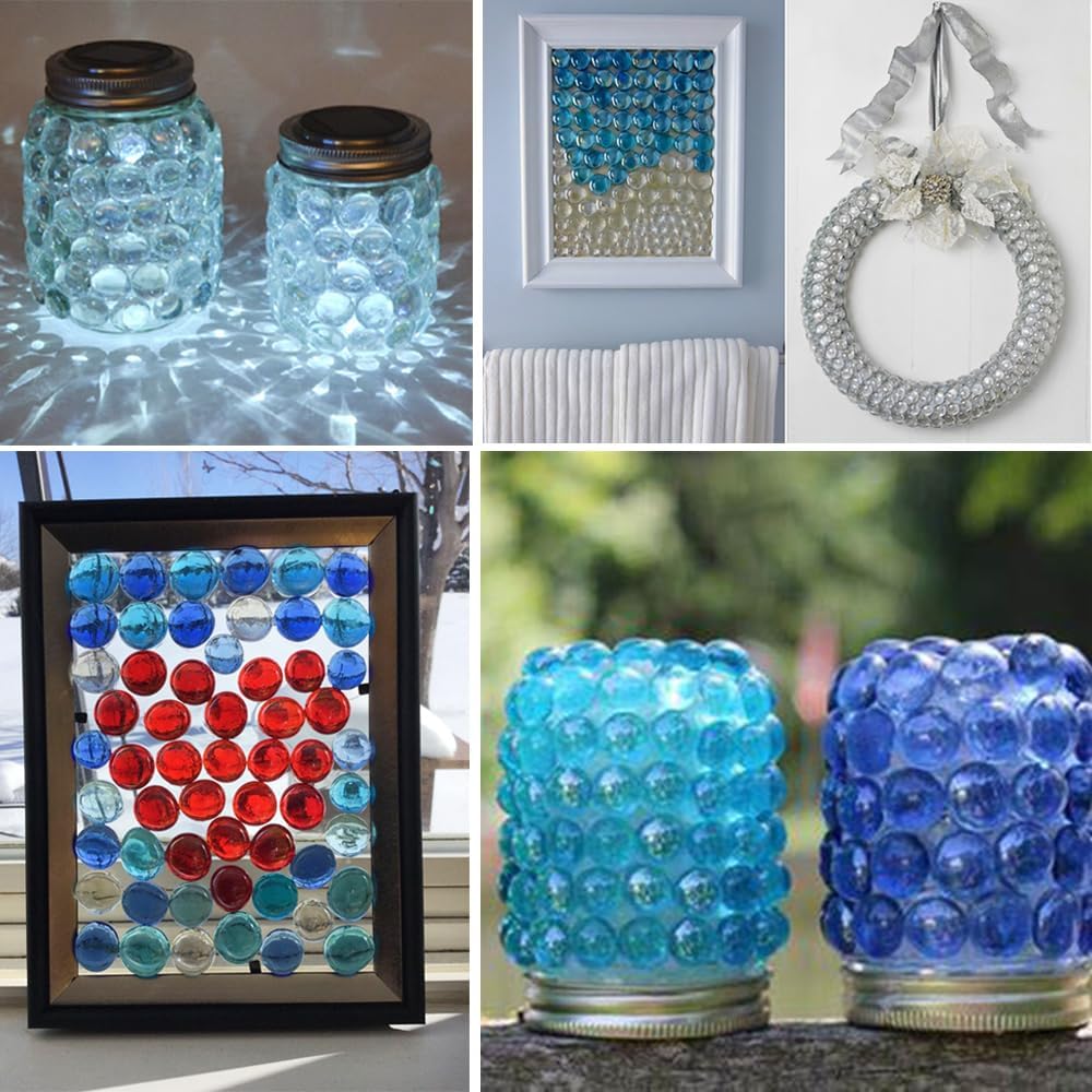 5 LB Dark Blue Glass Gems Flat Glass Marbles with One Piece Inspirational Gemstones for Vase Fillers,Floral Aquarium Pebbles Rocks,Garden,Mosaics
