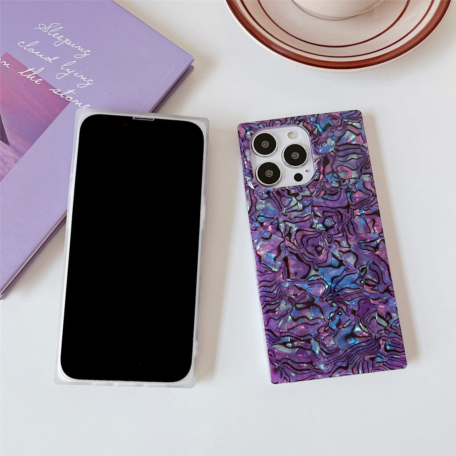 COCOMII Funda cuadrada compatible con iPhone 11 Pro Max, lujosa, delgada, brillante, perla opalescente, purpurina iridiscente, fácil de sostener,