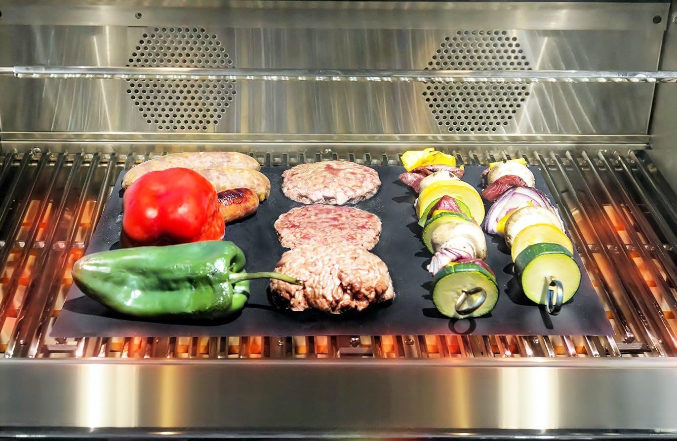 3 unidades de hojas de alfombrilla para parrilla BBQ, 100% antiadherentes, extra gruesas, reutilizables y aptas para el lavavajillas (13 x 15.75