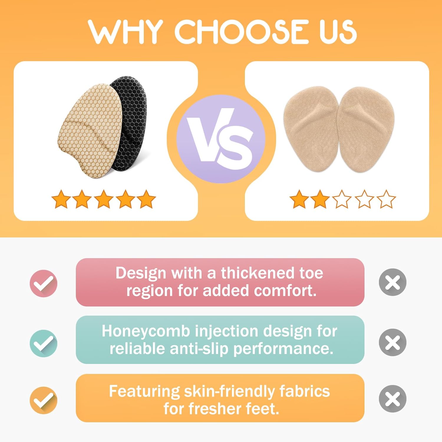 ZAIWOO Metatarsal Pads Women, Ball of Foot Cushions for Women, Heel Inserts for Women, Heel Pads for Shoes, (2 Pairs Foot Pads) High Heel Comfort