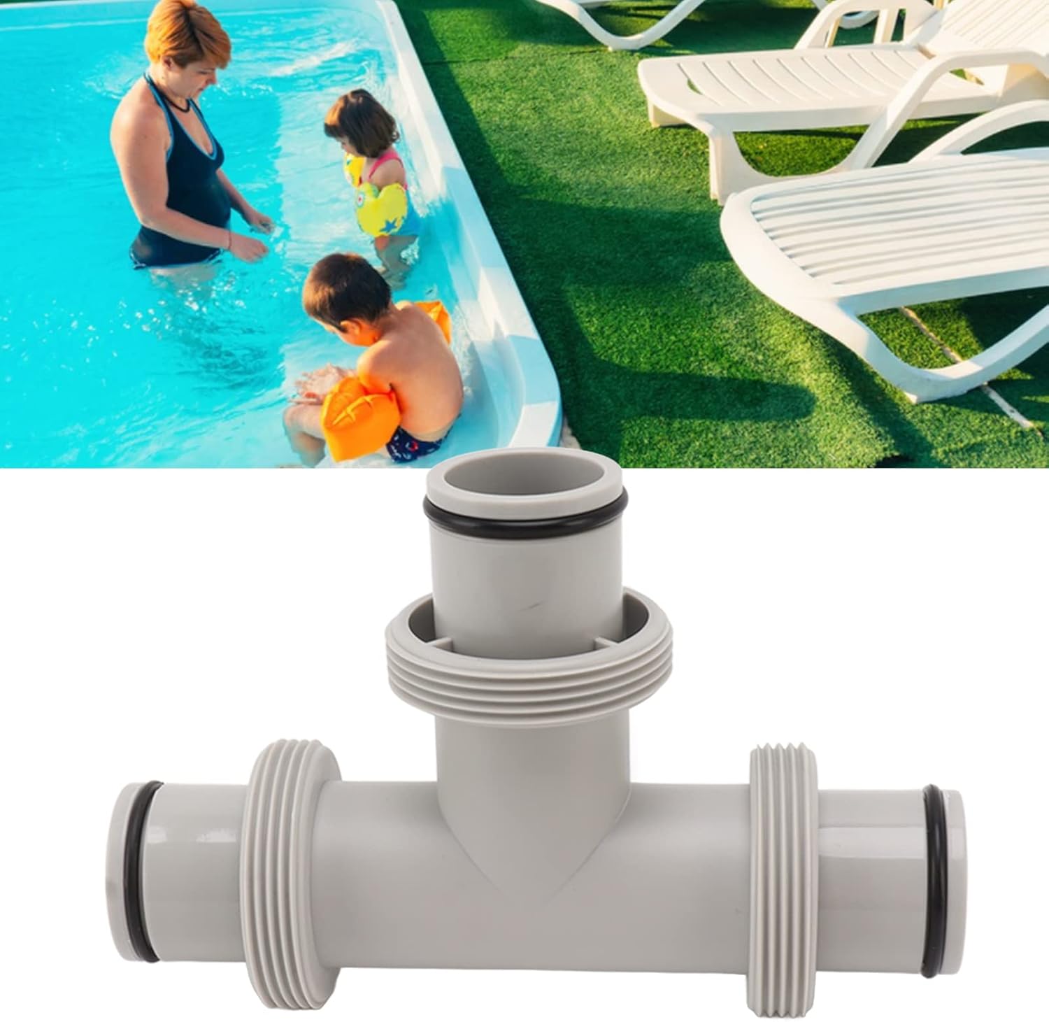 AYNEFY Válvula de émbolo de manguera de piscina dividida, adaptador de manguera de émbolo de manguera en forma de T 2 en 1 para sistemas de agua