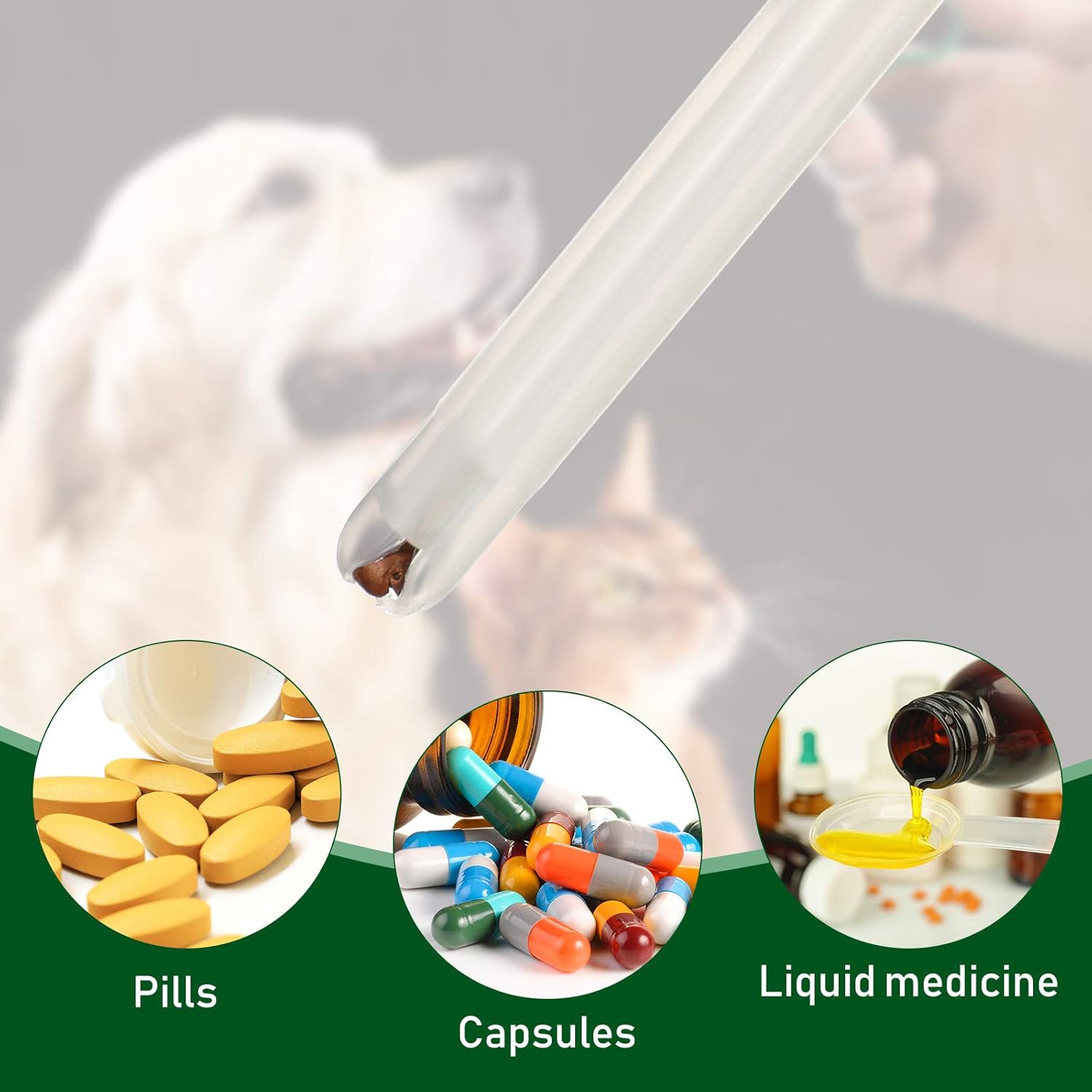 4 jeringas para mascotas, jeringa para píldorastabletas con punta de seguridad, dispensador de píldoras para mascotas para gatos, perros, pájaros